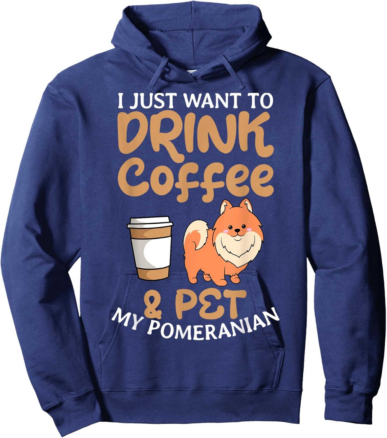 Pomeranian Coffee Lover Dwarf Spitz Pom Dog Owner Fur Parent Hoodie - Hoodie | Navy