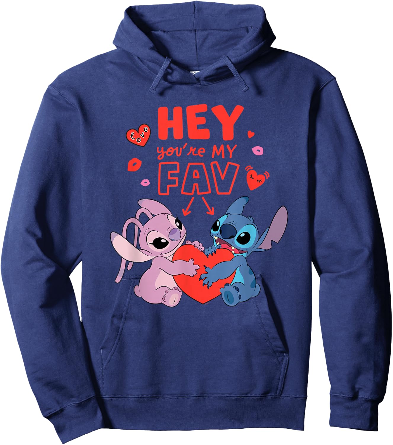 Disney Stitch & Angel Hey You're My Fav Love Valentine's Day Hoodie - Hoodie | Navy