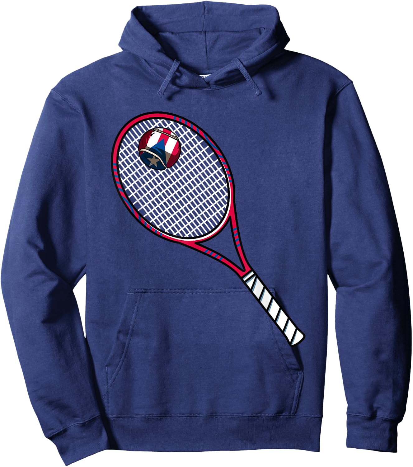 Tennis Racket And Ball Flag Of Puerto Rico Hoodie - Hoodie | Navy