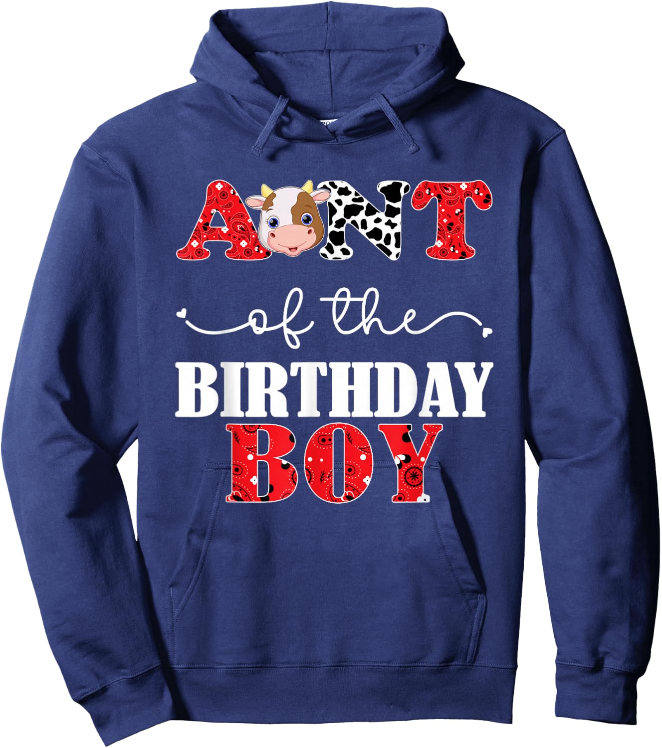 Aunt of The Birthday For Boy Cow Farm 1st Birthday Cow Hoodie - Hoodie | Navy