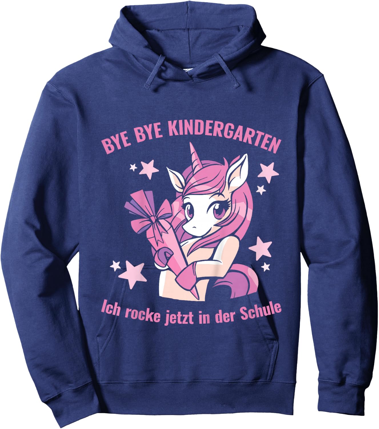 with German Text "Schulkind Ich Rocke Jetzt In Der Schule Unicorn" Hoodie - Hoodie | Navy