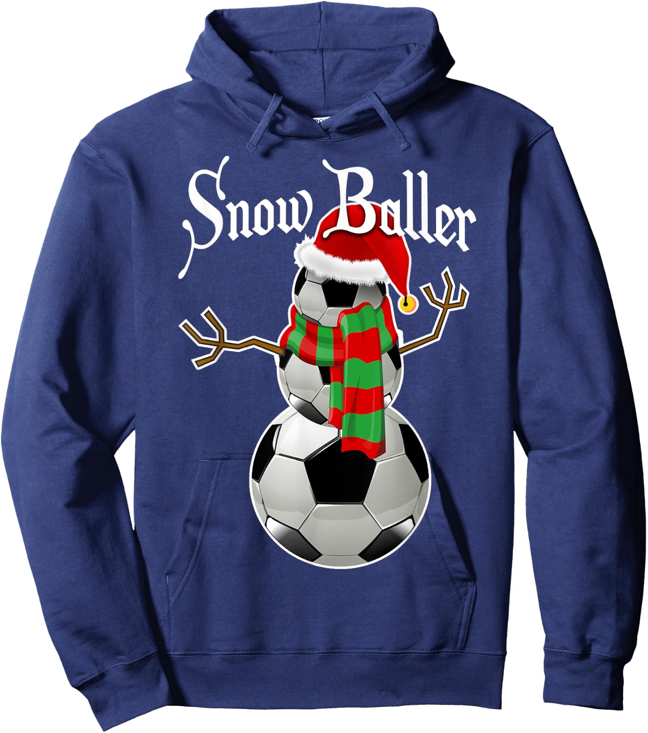 Snow Baller Soccer Christmas Snowman Shirt Soccer Gift Kids Hoodie - Hoodie | Navy