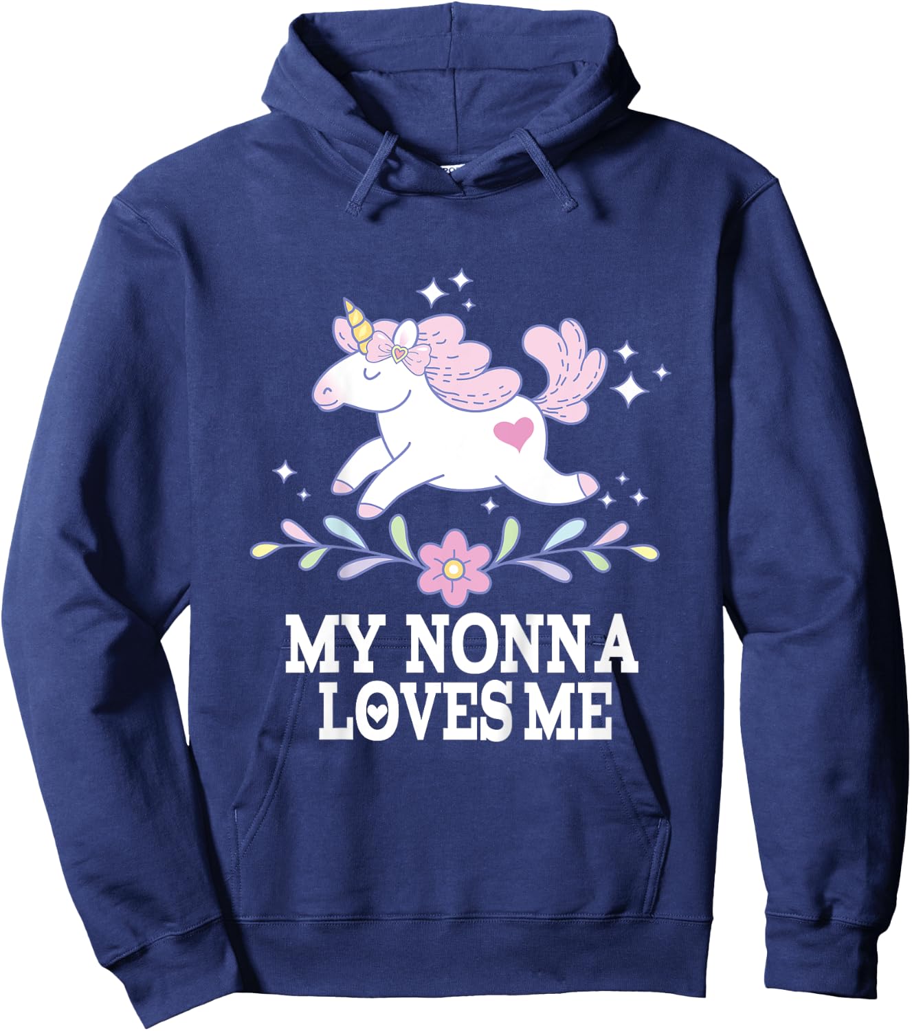 My Nonna Loves Me Granddaughter Unicorn Hoodie - Hoodie | Navy