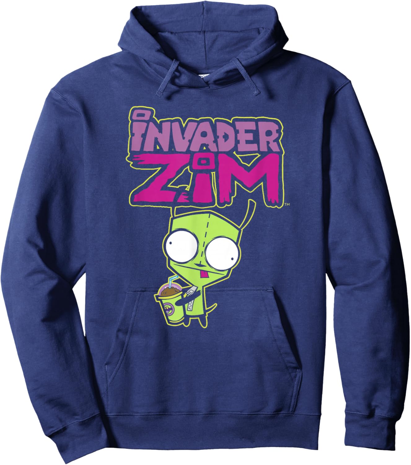 Invader Zim G.I.R Milkshake Foodie Dog Logo , black Hoodie - Hoodie | Navy