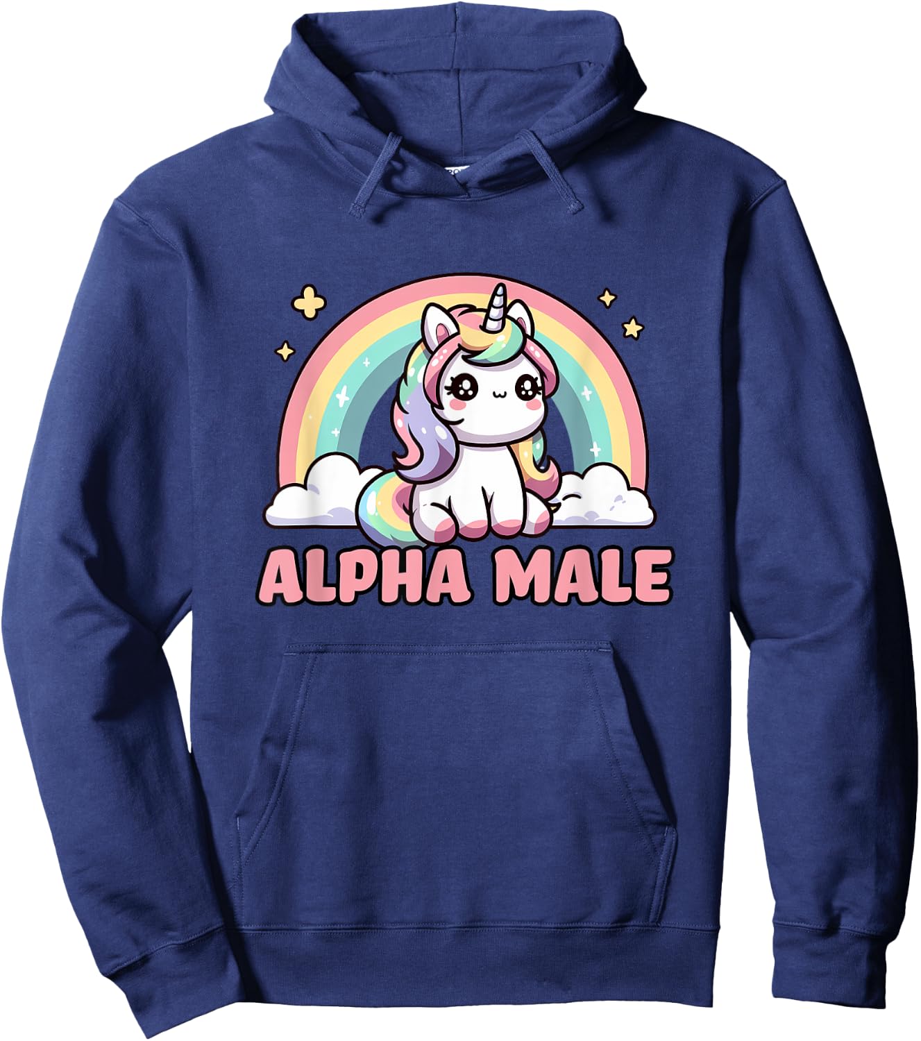 Funny Ironic Men Cute Alpha Male Unicorn , Black, S Hoodie - Hoodie | Navy