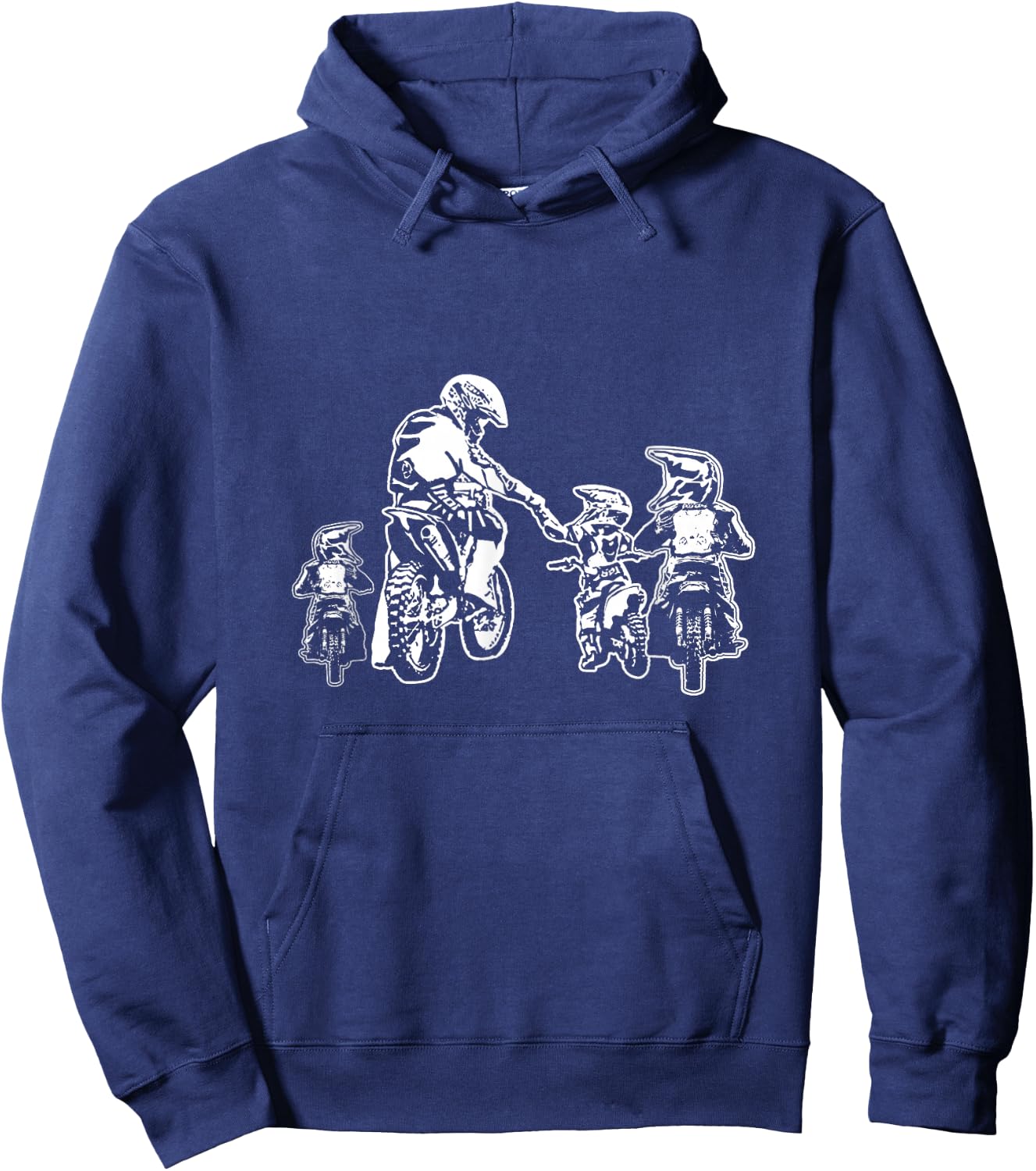 Motocross Dirt Bike Dad with Three Children Motorcycle Father's Day Hoodie - Hoodie | Navy