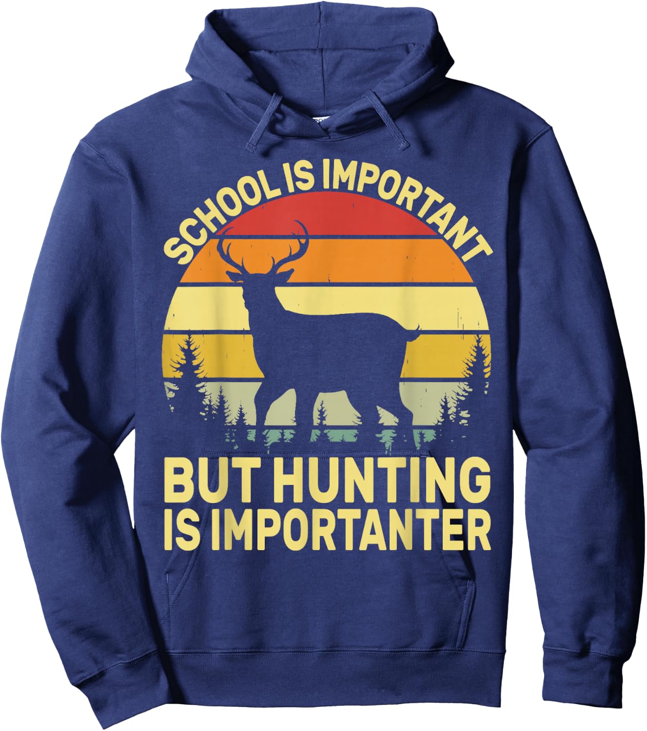 School Is Important But Hunting Is Importanter Boys Kids Hoodie - Hoodie | Navy