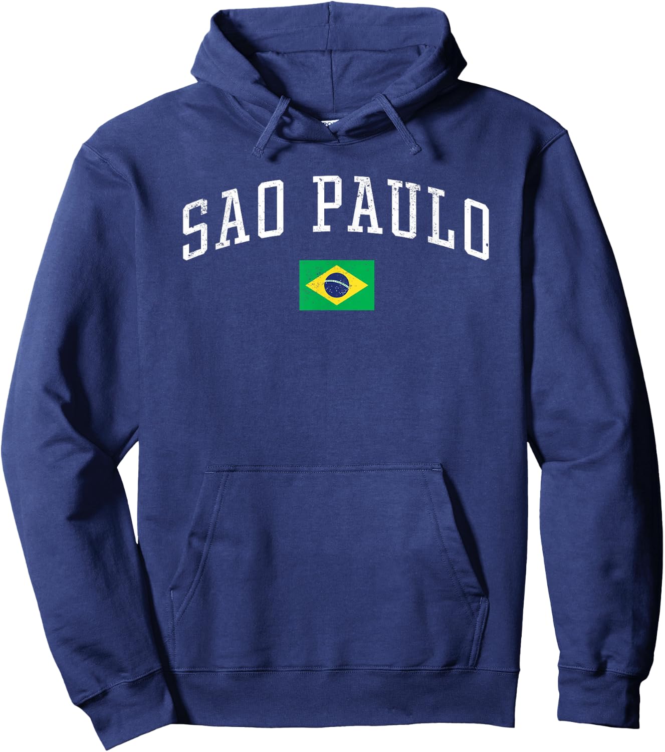 Vintage Sao Paulo Brasil Country Flag Souvenir Vacation Hoodie - Hoodie | Navy