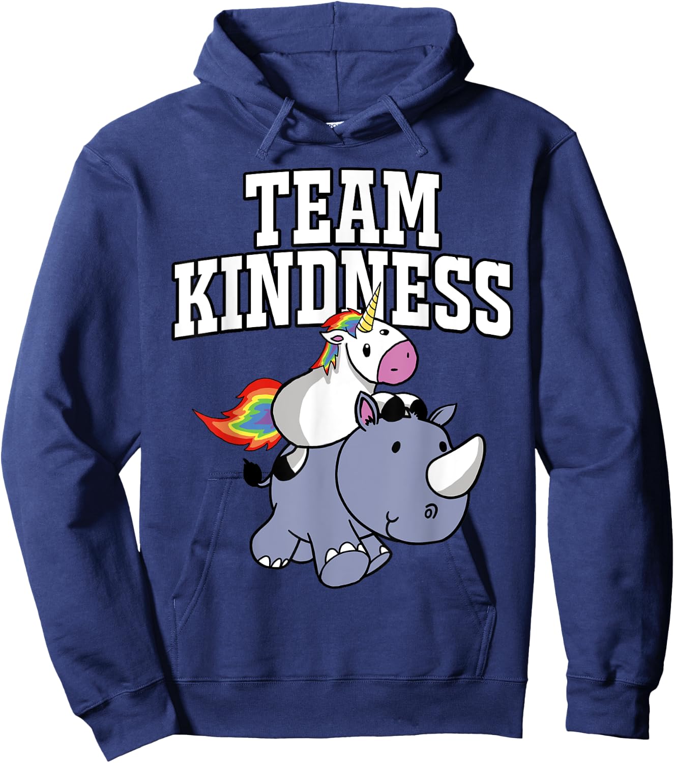 Choose Kind Shirt - Rhino Unicorn Team Kindness Shirt Hoodie - Hoodie | Navy