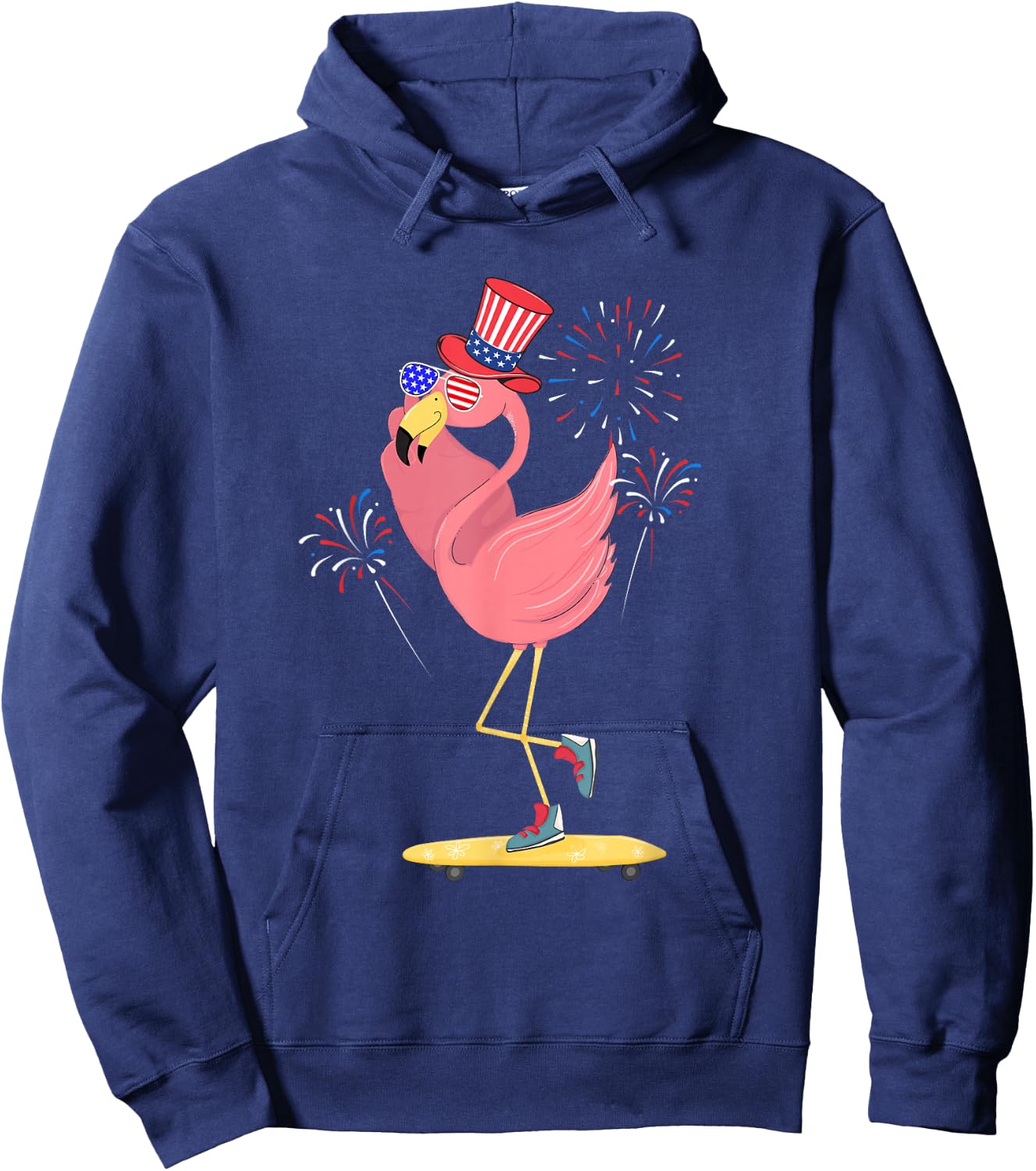 Pink Flamingo 4th Of July Funny Patriotic Bird Lover Hoodie - Hoodie | Navy