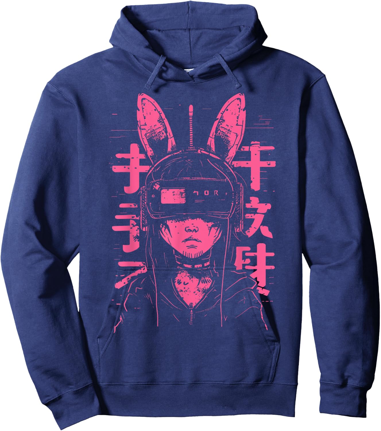 Anime Manga Punk Bunny Girl | Cyberpunk Japanese Harajuku Hoodie - Hoodie | Navy