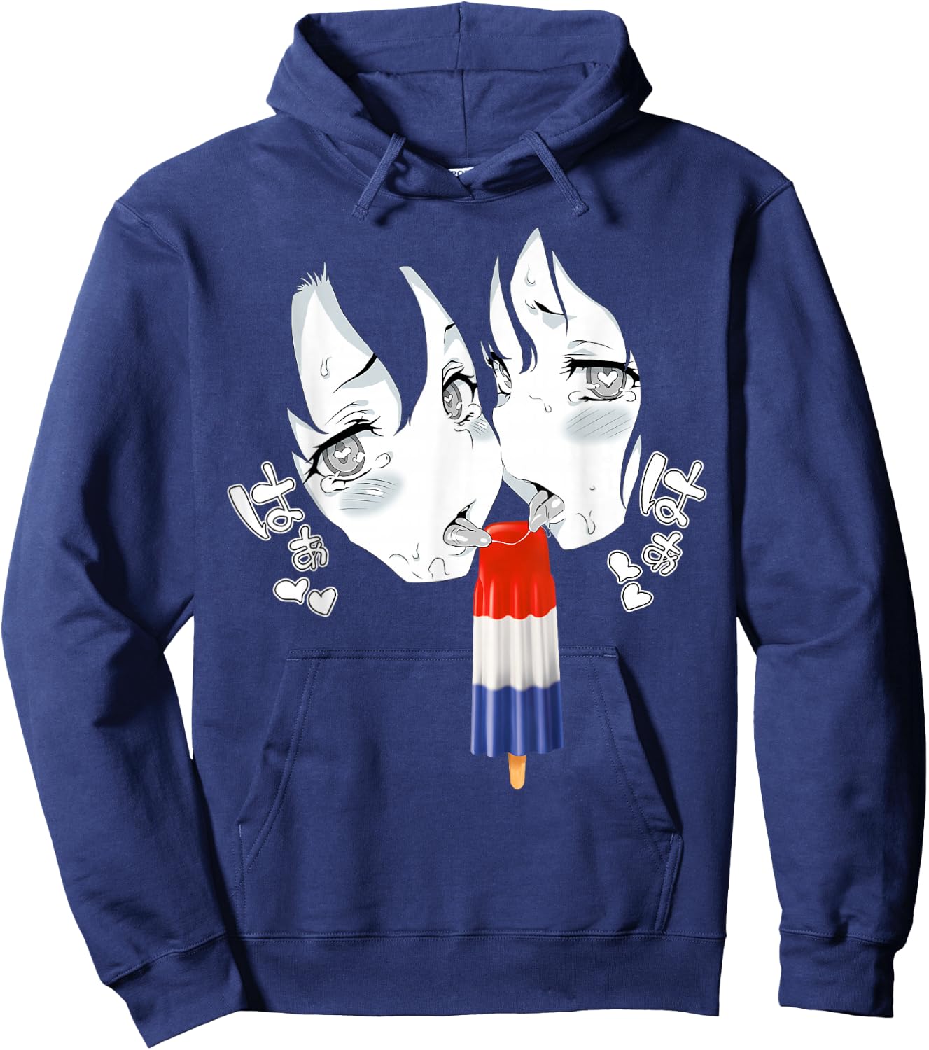 Ahegao Face Anime Manga Hentai Popsicle Apparel Hoodie - Hoodie | Navy