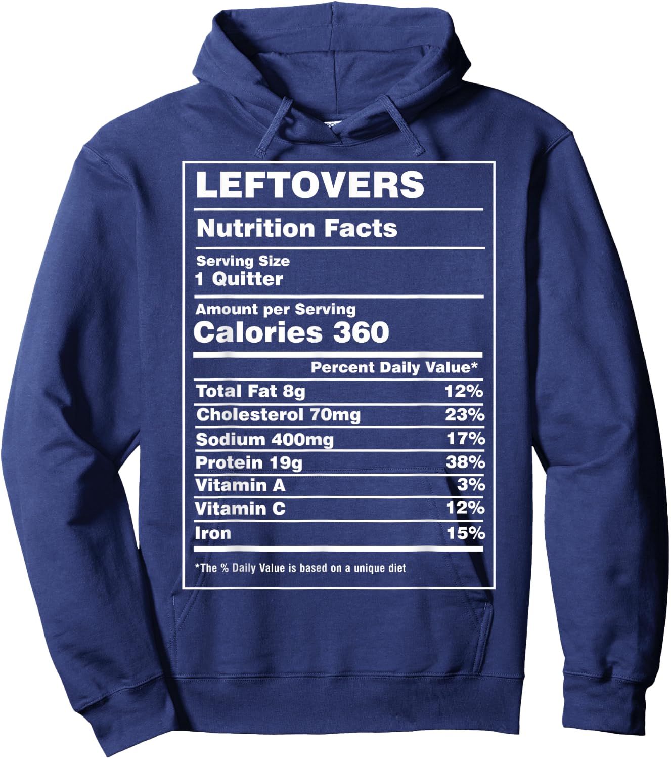 Nutrition Facts Leftovers Funny Thanksgiving Family Dinner Hoodie - Hoodie | Navy