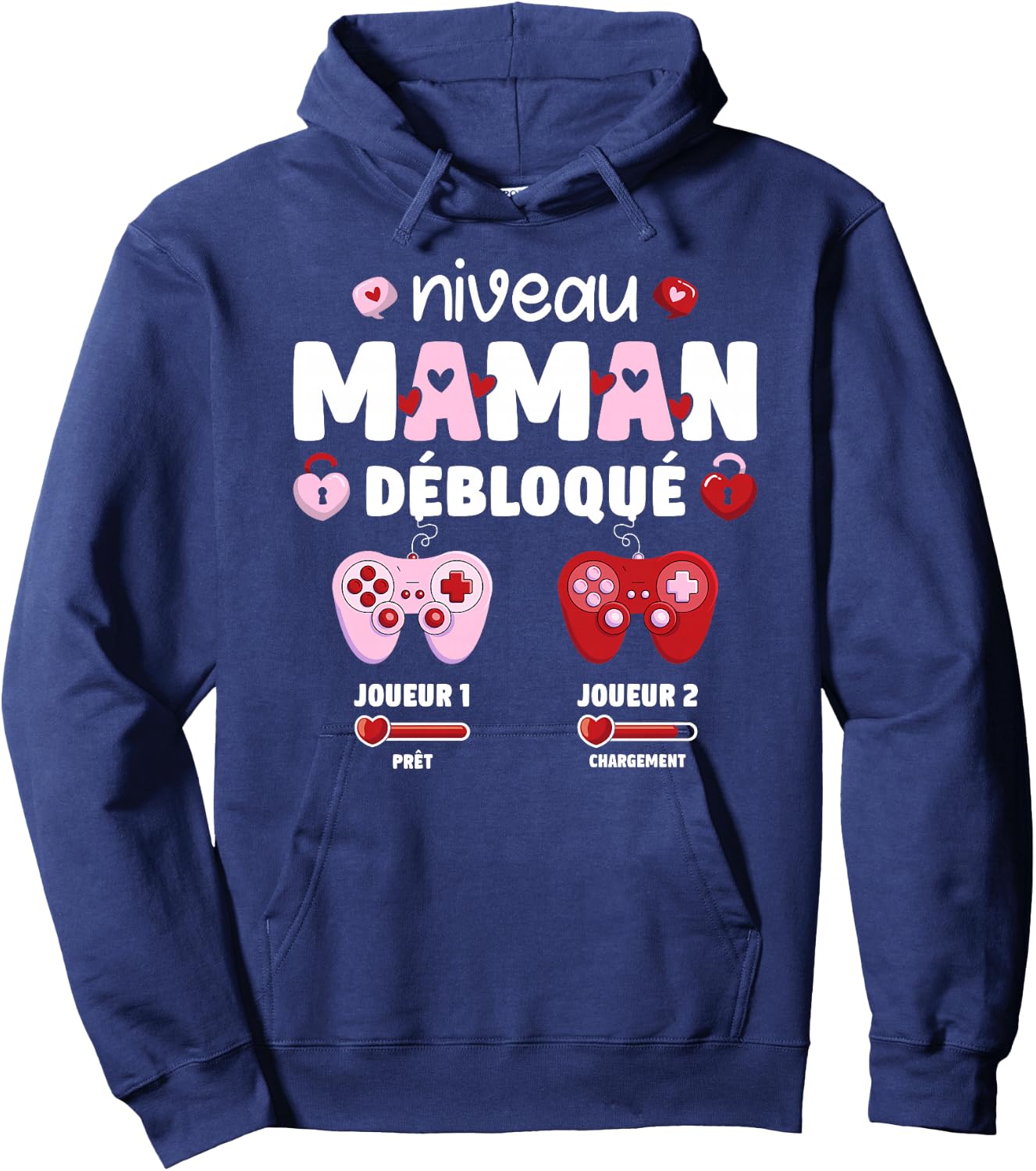 Enceinte Maman Niveau Maman Débloqué Geek en Cours 2025 Haut de Gamme Hoodie - Hoodie | Navy