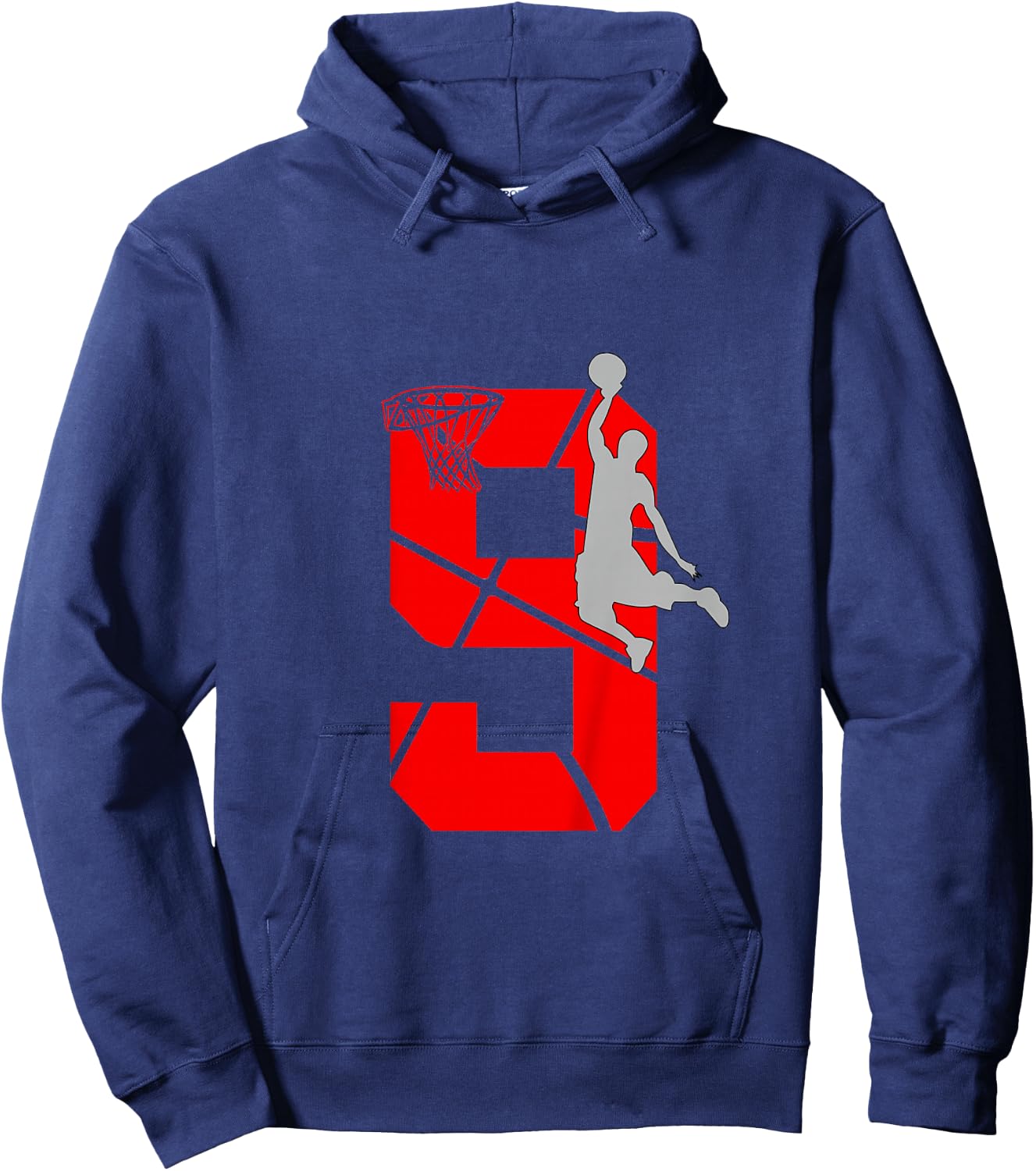 9 Year Old 9th Basketball Birthday PartyTheme Boys Girls Hoodie - Hoodie | Navy