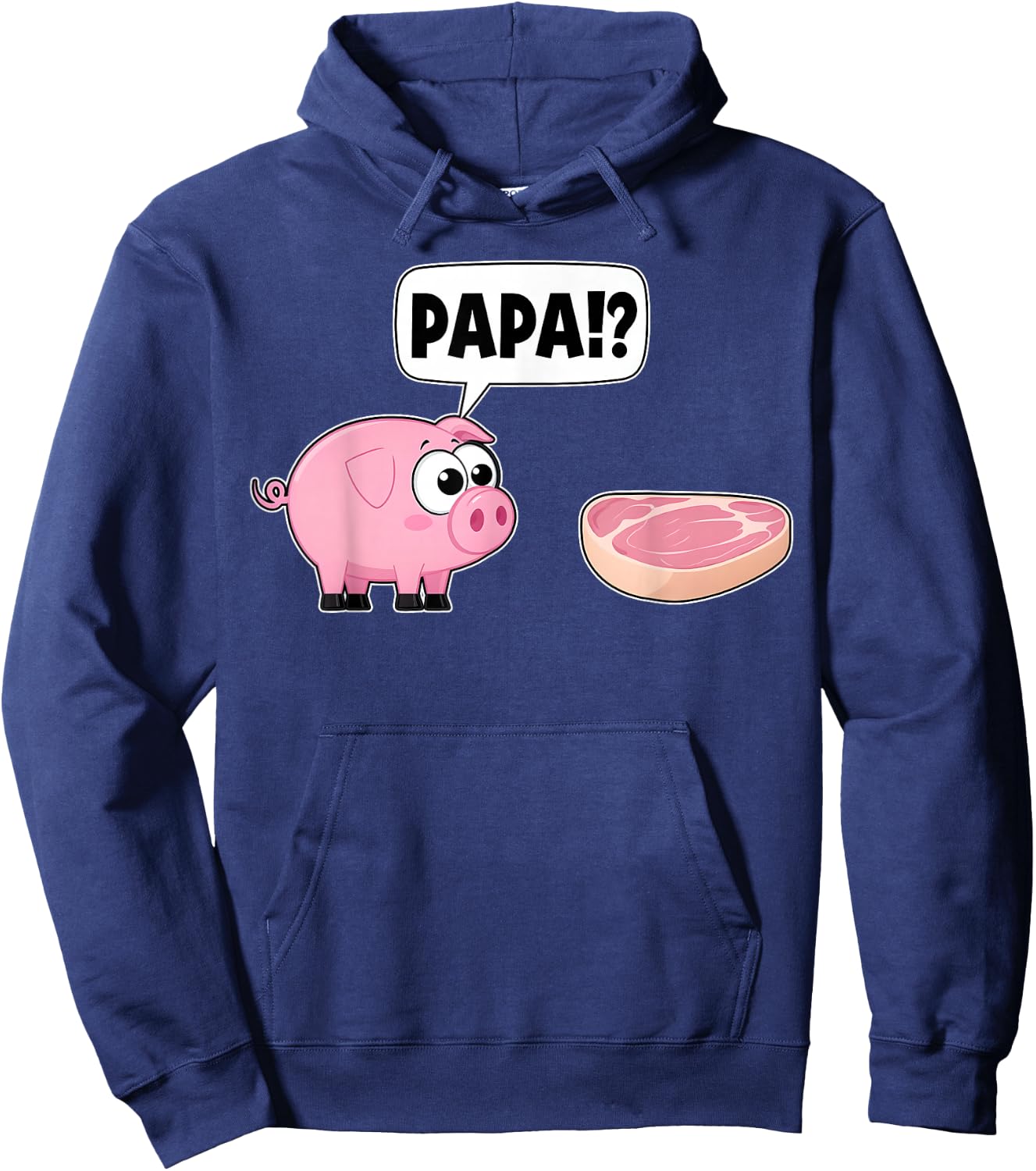 Papa Funny Pig Steak Dialogue X Barbecue , black Hoodie - Hoodie | Navy
