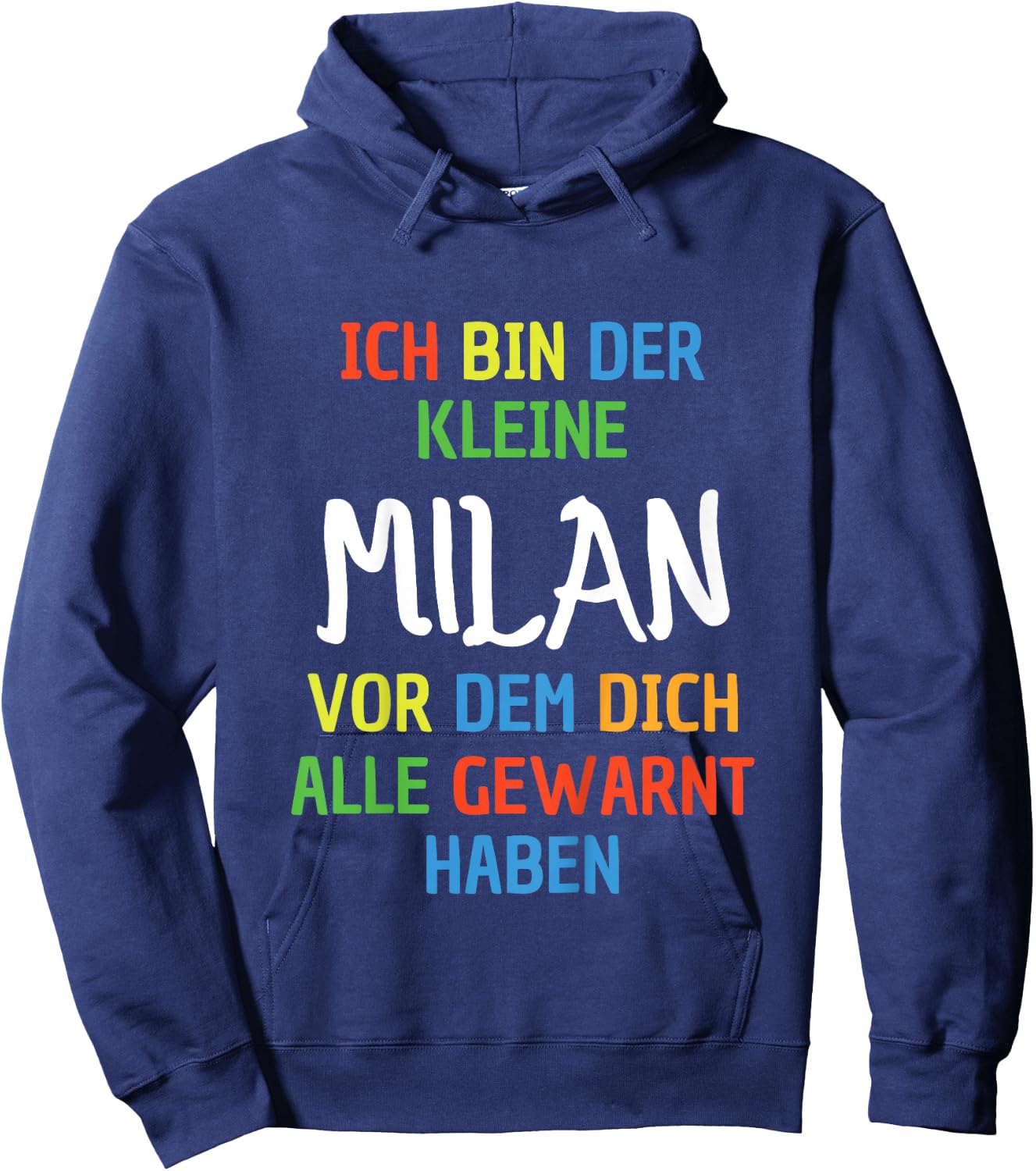 Children's Name Milan with German Text "Ich Bin Der Kleine Milan, black Hoodie - Hoodie | Navy