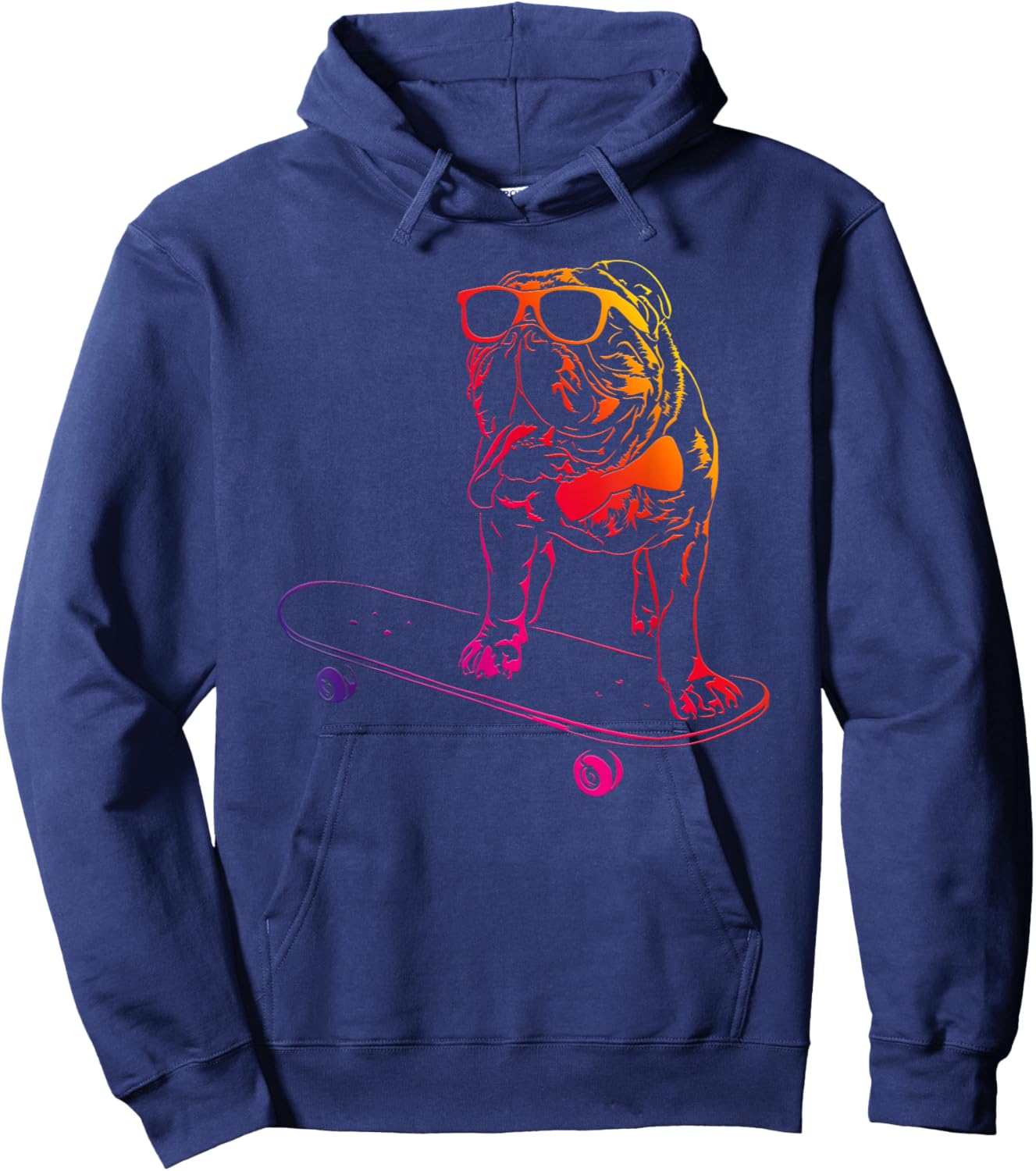 Funny Skateboard English Bulldog skateboarding dog lover dog Hoodie - Hoodie | Navy