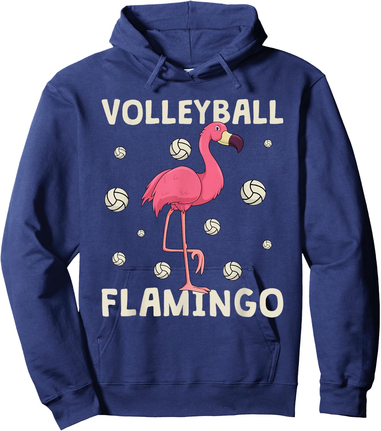 Pink Flamingo Volleyball Funny Beach Vball Girls Hoodie - Hoodie | Navy