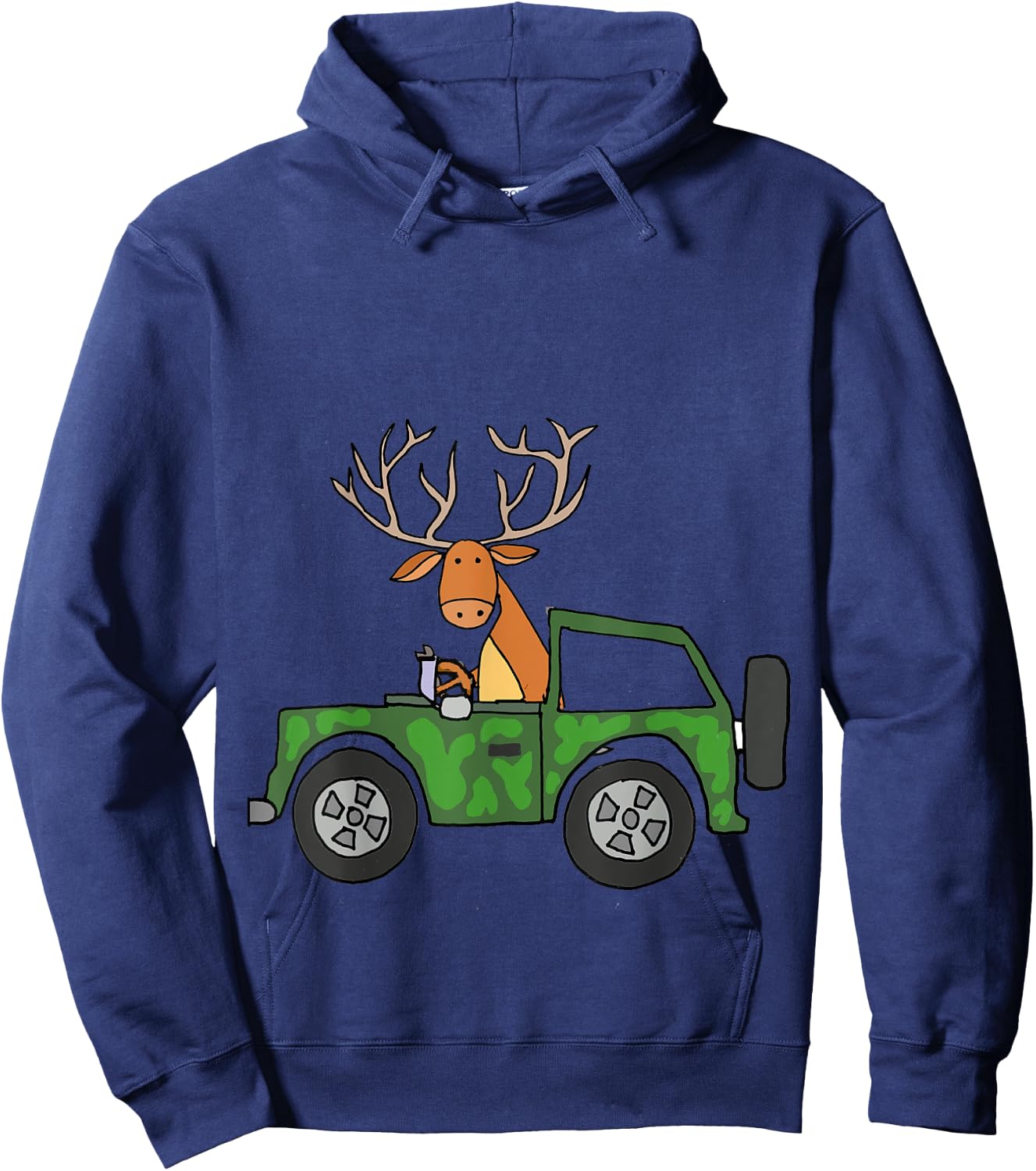 Smilealottees Cool Buck Deer Driving Camouflage Car Hoodie - Hoodie | Navy