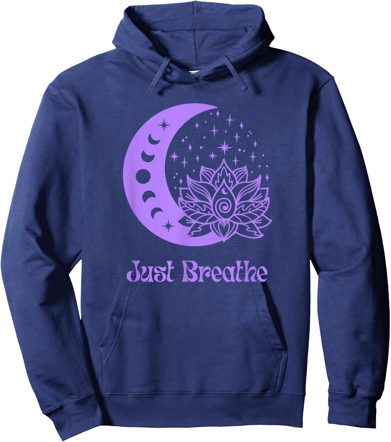 Yogi Purple Moon Phase Yoga Meditation Just Breathe Women's Hoodie - Hoodie | Navy
