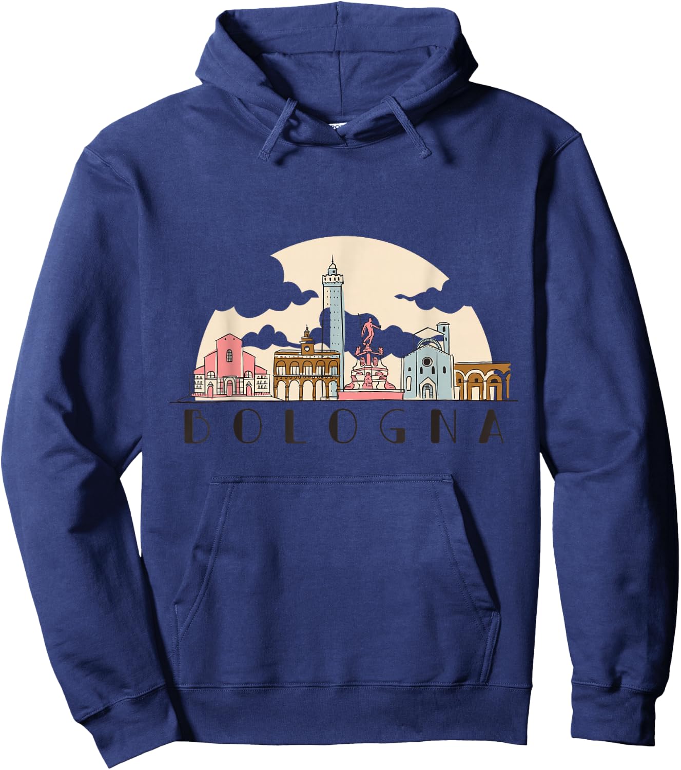 Bologna Skyline Vintage Italian Souvenir Italy Hoodie - Hoodie | Navy