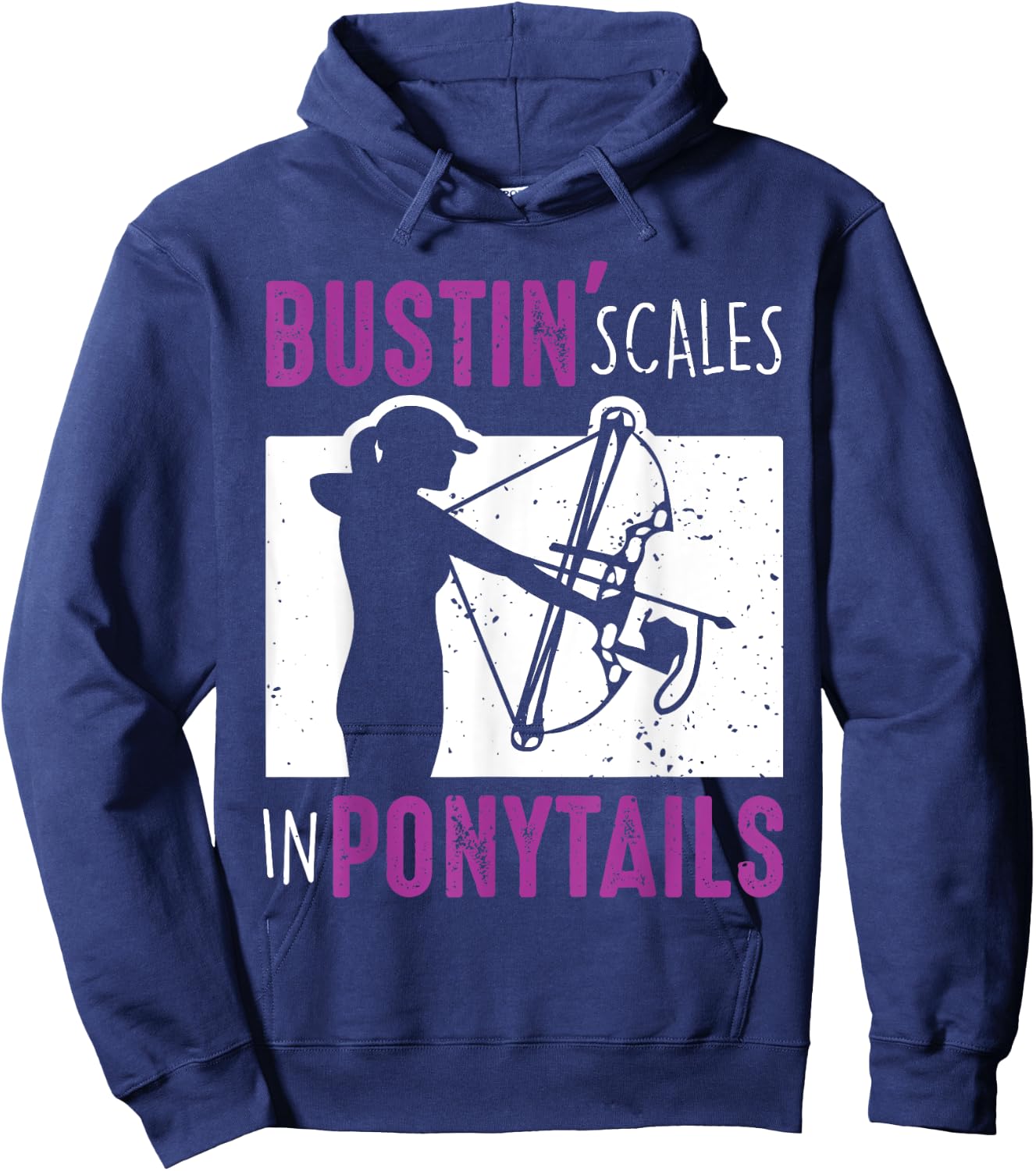 Bow Fish Archery Woman Fishing Girl Hoodie - Hoodie | Navy