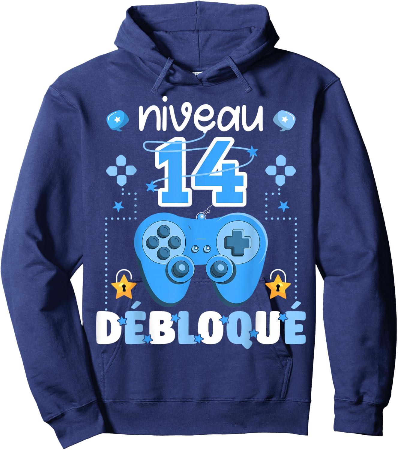 Level 14 Unlocked Gaming Teen Geek Birthday 14 Years Gamer , Black, S Hoodie - Hoodie | Navy