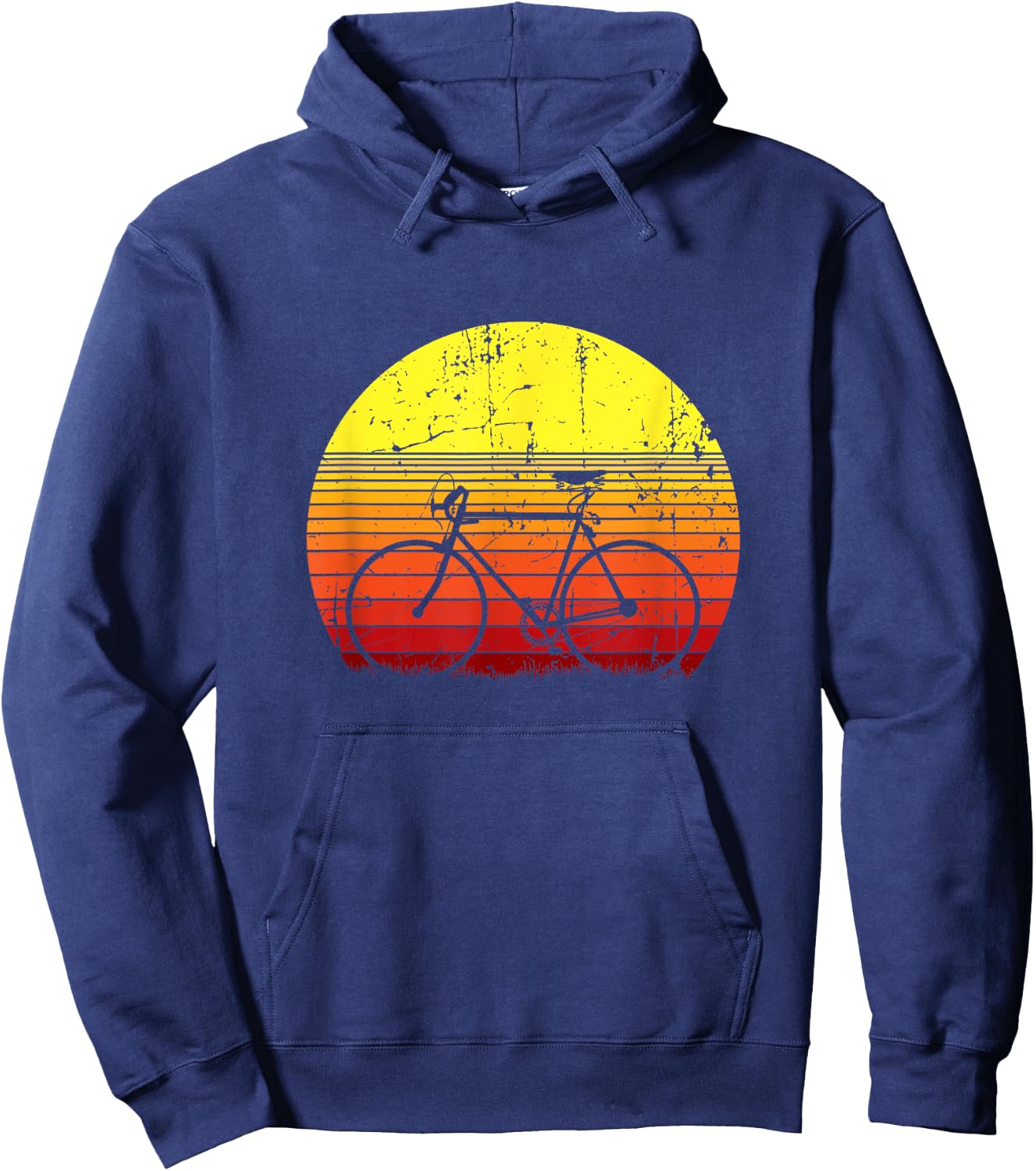Vintage Racing Bike Cycling Sunset Bike , Black, S Hoodie - Hoodie | Navy