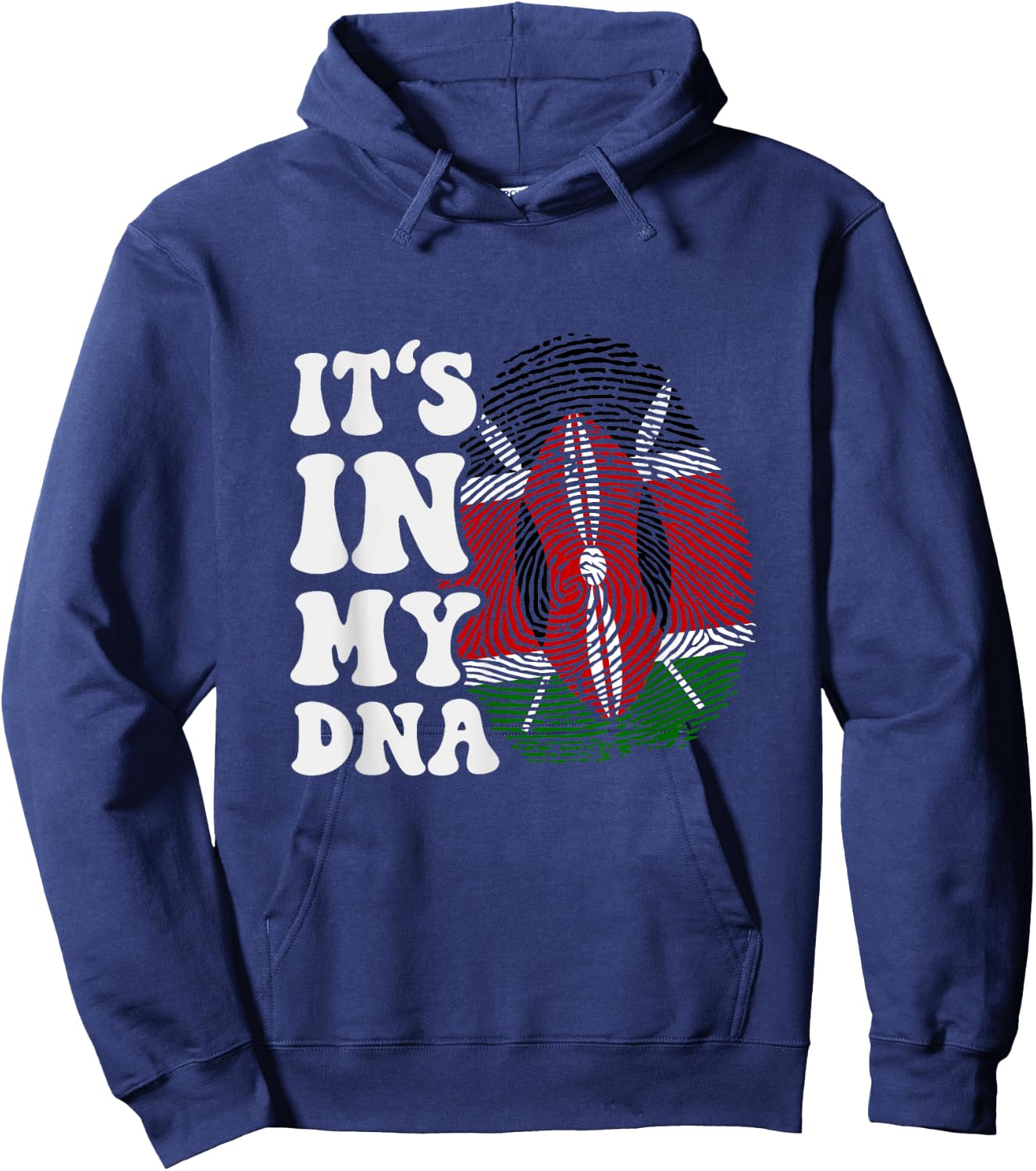 Funny It's In My DNA Fingerprint Flag Of Kenya Hoodie - Hoodie | Navy