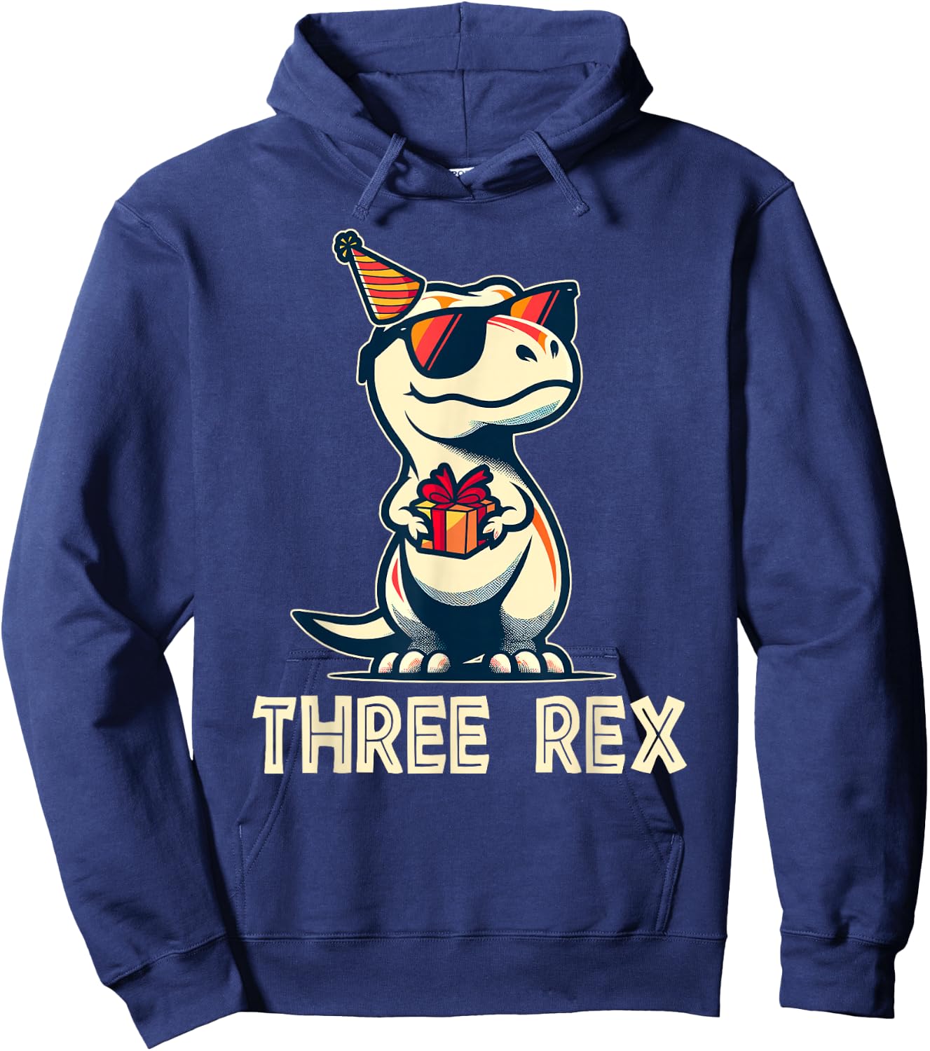 3 Rex Dinosaur 3rd Birthday Boy Girl Three Rex Birthday Hoodie - Hoodie | Navy