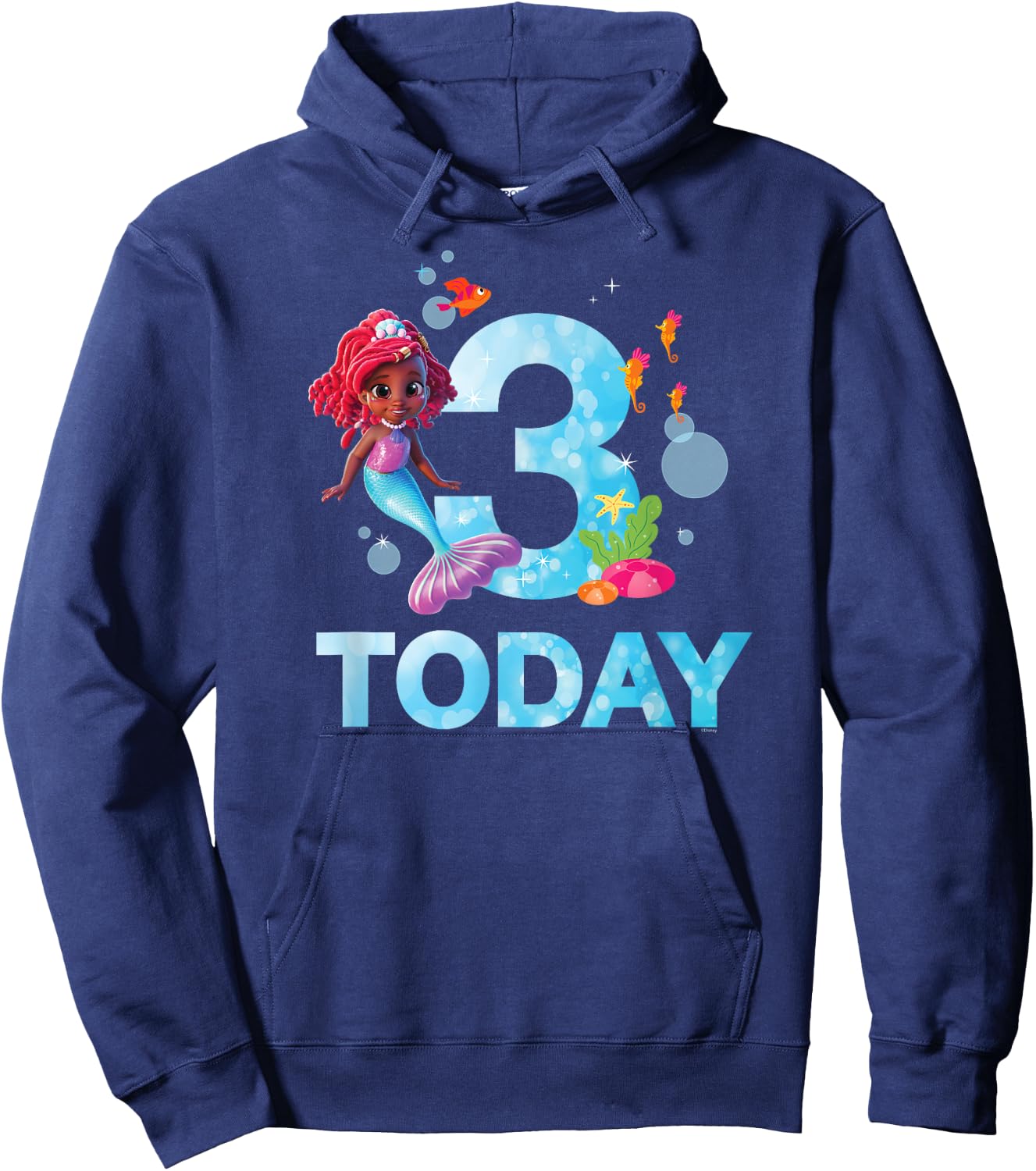 Disney Junior’s Ariel Third Birthday 3 Years Old Today Hoodie - Hoodie | Navy