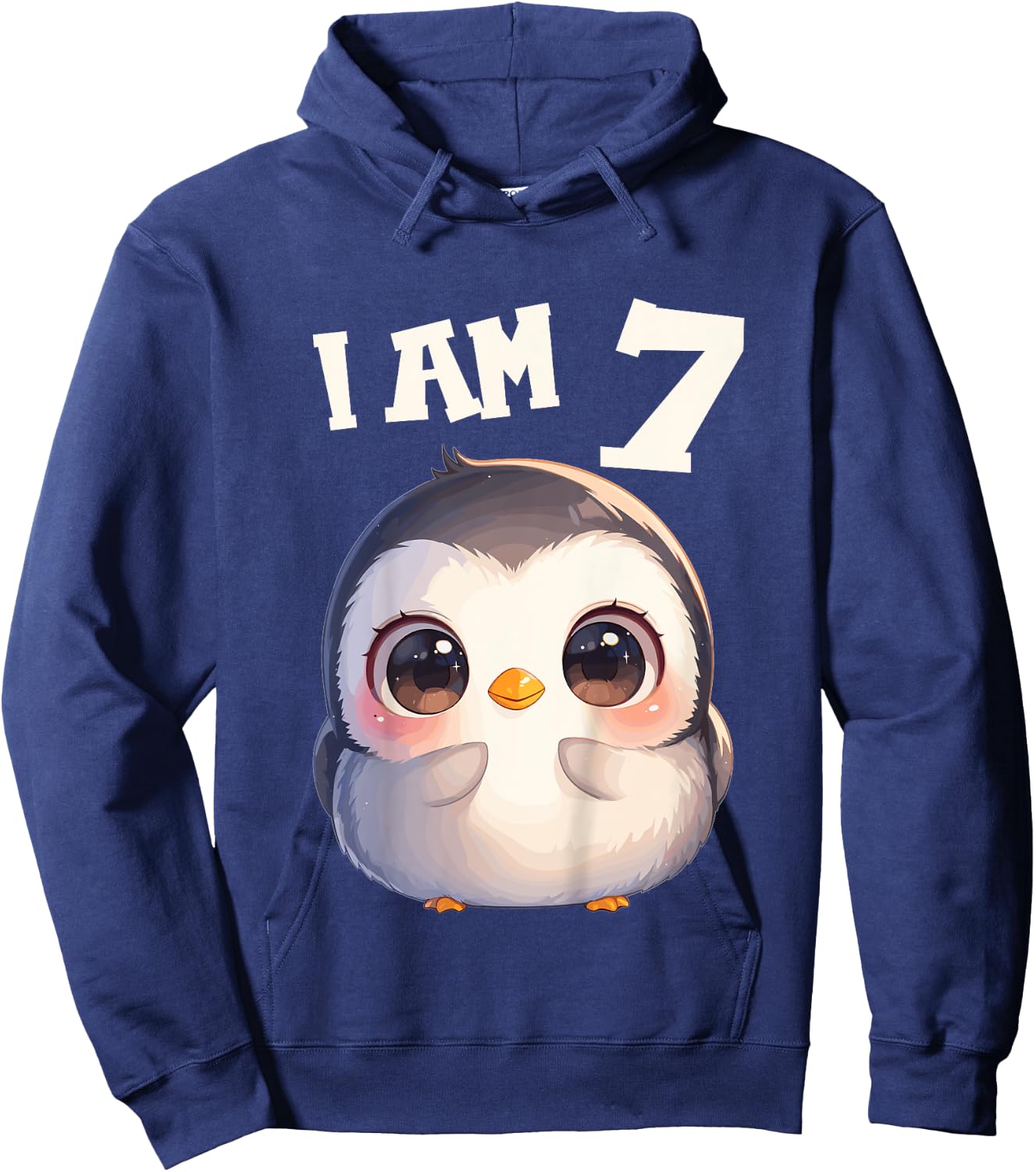 Kids 7 Years old 7 birthday Penguins Boy Girl Penguin Hoodie - Hoodie | Navy