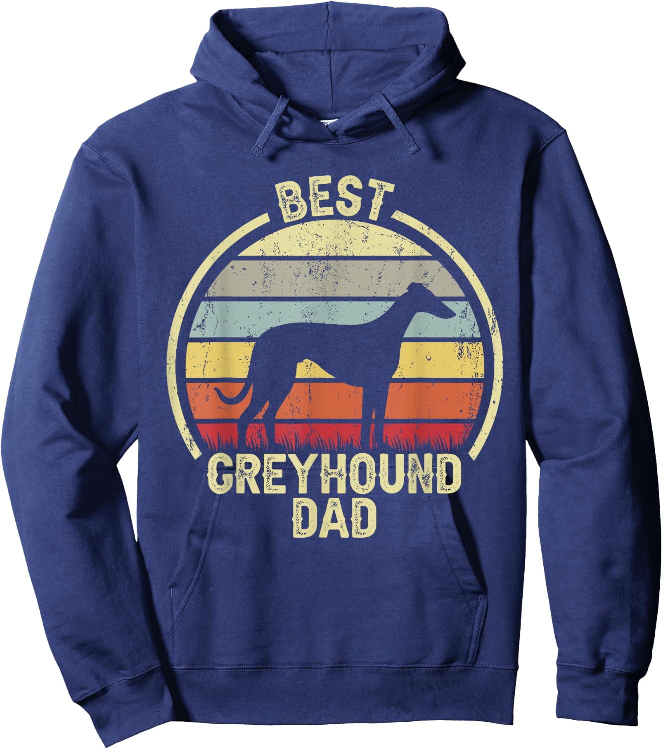 Best Dog Father Dad - Vintage Greyhound Hoodie - Hoodie | Navy