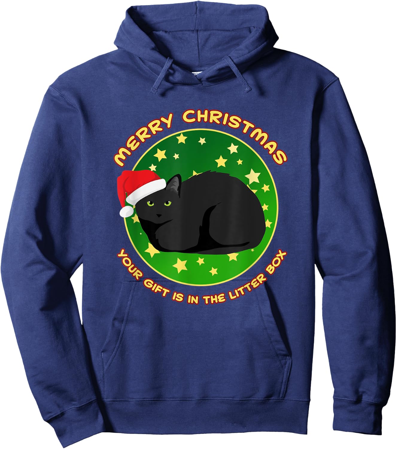 Merry Christmas Your Present is in the Litter Box Cat Xmas Women Hoodie - Hoodie | Navy
