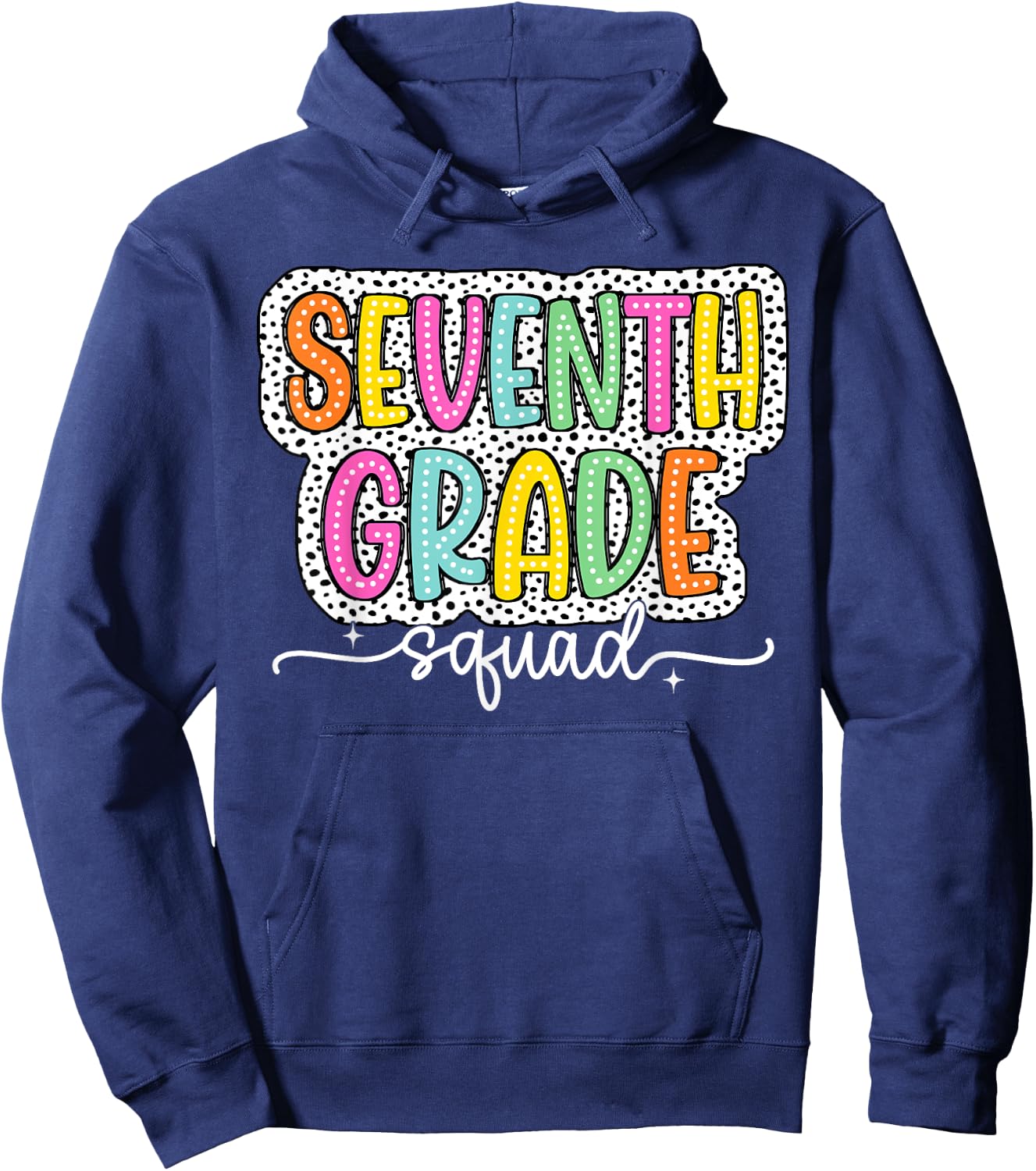 7th Seventh Grade Squad Back to School Dalmatian Dots Hoodie - Hoodie | Navy