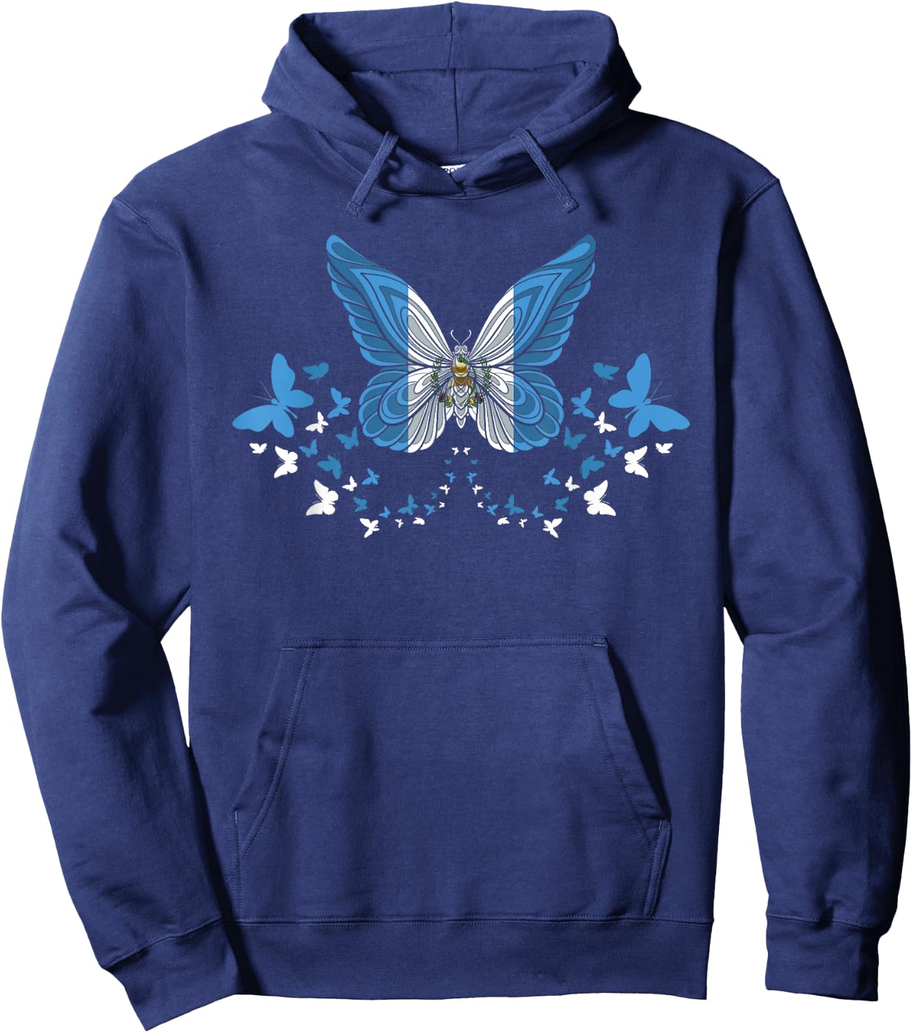 Guatemala Guatemalan Guatemala Flag Butterflies Hoodie - Hoodie | Navy