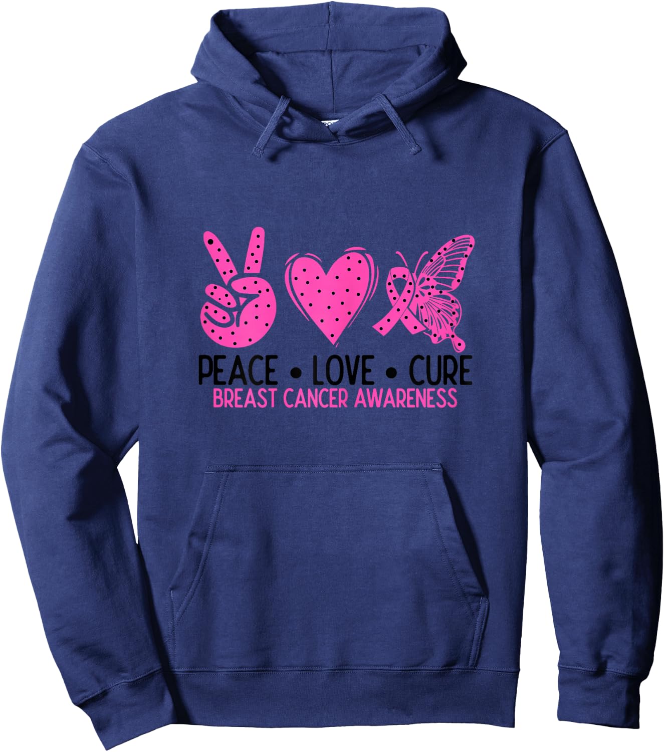 Peace Love Cure Breast Cancer Awareness Month Doctor Hoodie - Hoodie | Navy