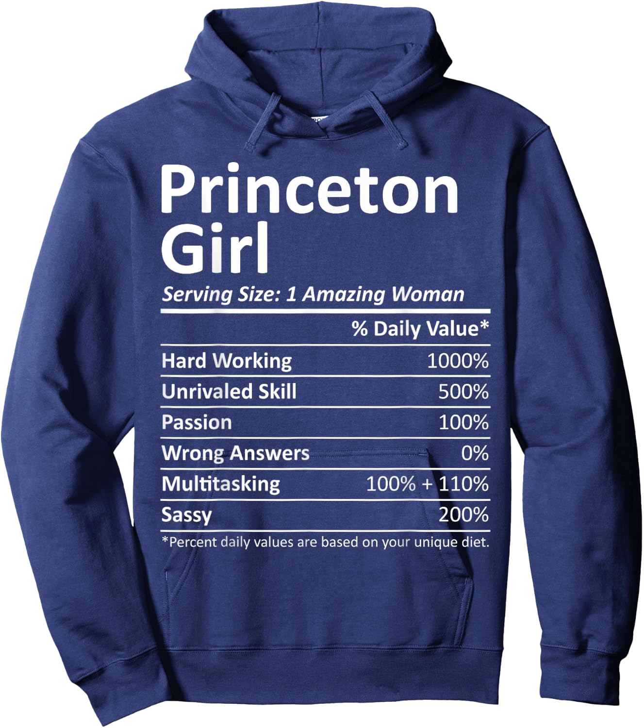 Princeton Girl NJ New Jersey Funny City Home Roots USA Gift Small Hoodie - Hoodie | Navy