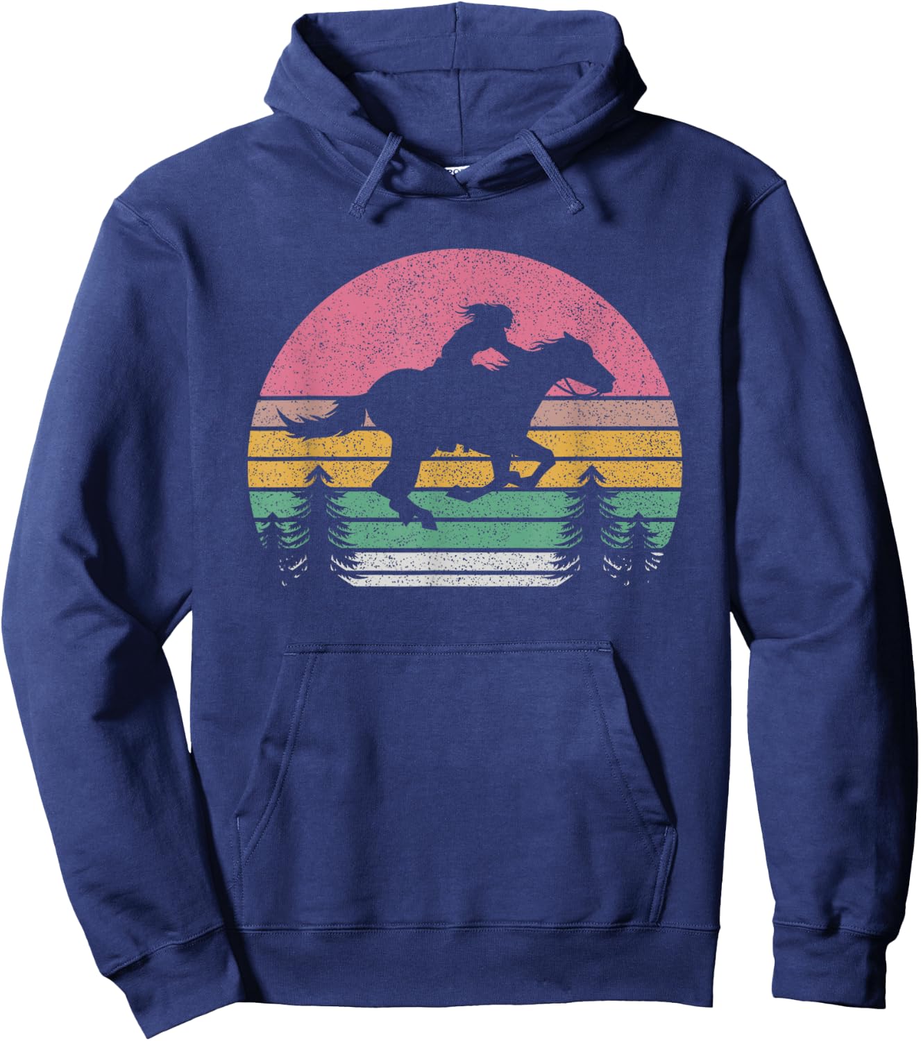 Outta Sight! Vintage Retro Girl Horse Riding Cowgirl Texas Ranch Hoodie - Hoodie | Navy