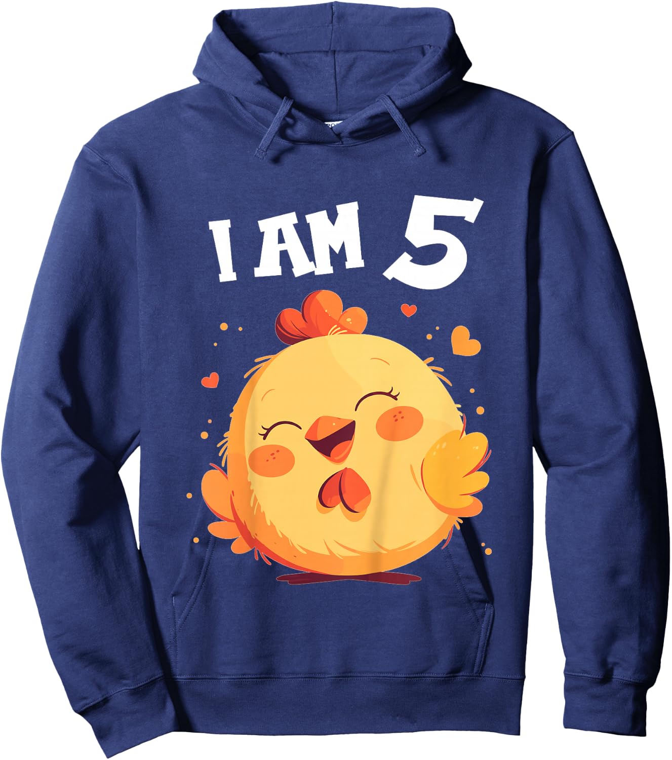Kids 5 Years old 5 birthday Chickens Boy Girl Chicken Hoodie - Hoodie | Navy
