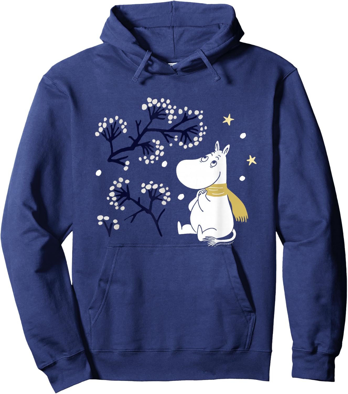 Moomin Moomintroll Winter Watching the Snow , blue Hoodie - Hoodie | Navy