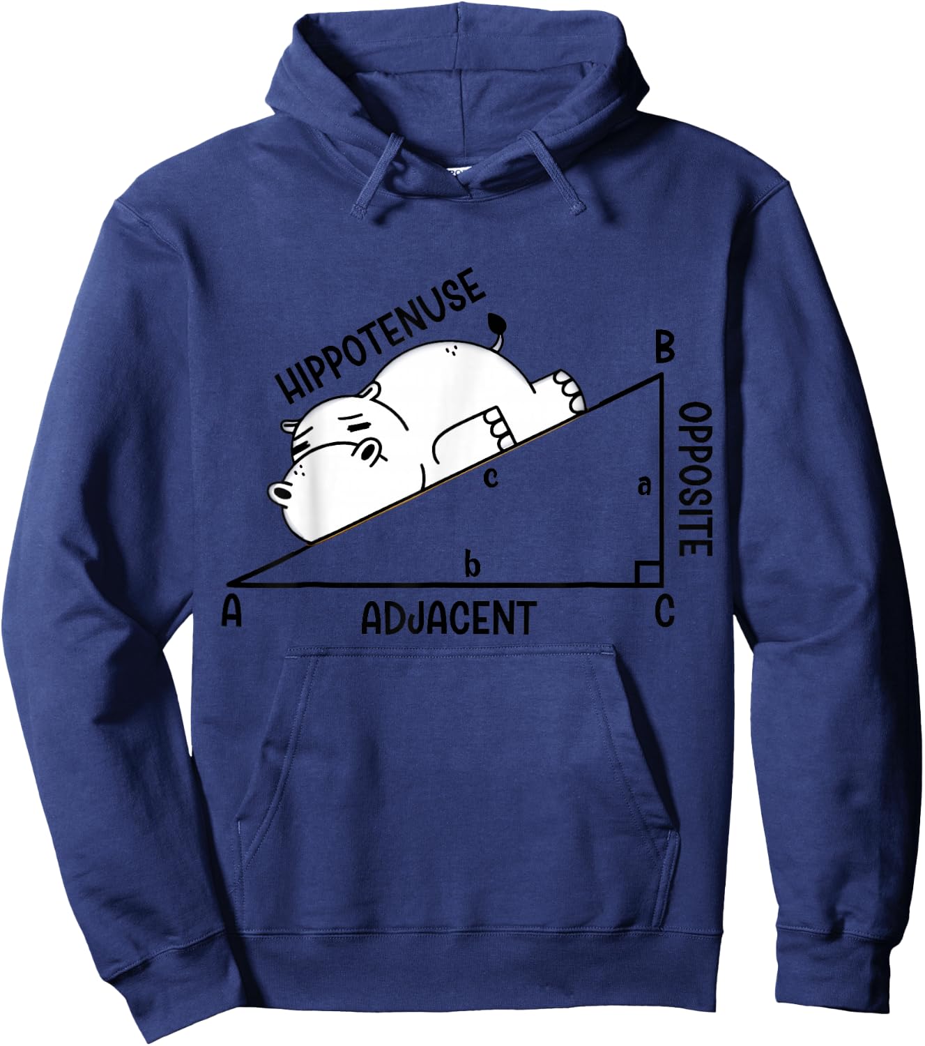 Nerdy Funny Hippotenuse Hypotenuse Hippopotamus Math Teacher Hoodie - Hoodie | Navy