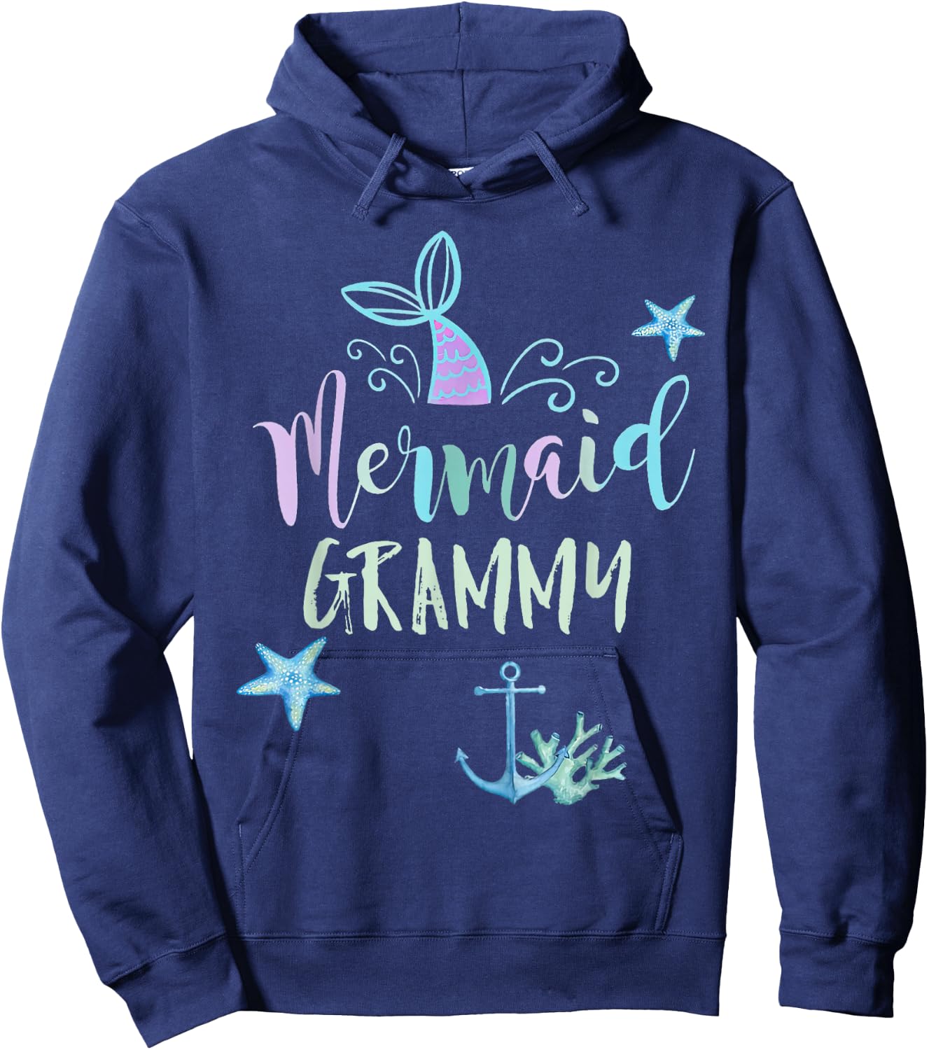Mermaid Grammy Birthday Mermaid Family Matching Party Squad Hoodie - Hoodie | Navy
