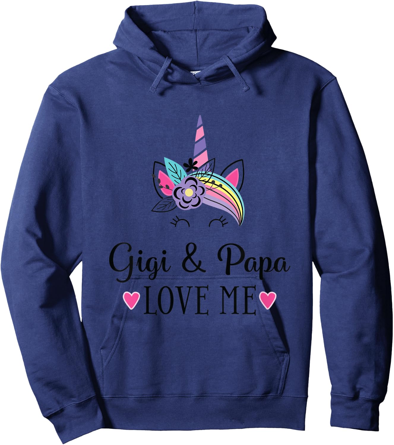 Kids Gigi and Papa Love Me Unicorn Hoodie - Hoodie | Navy