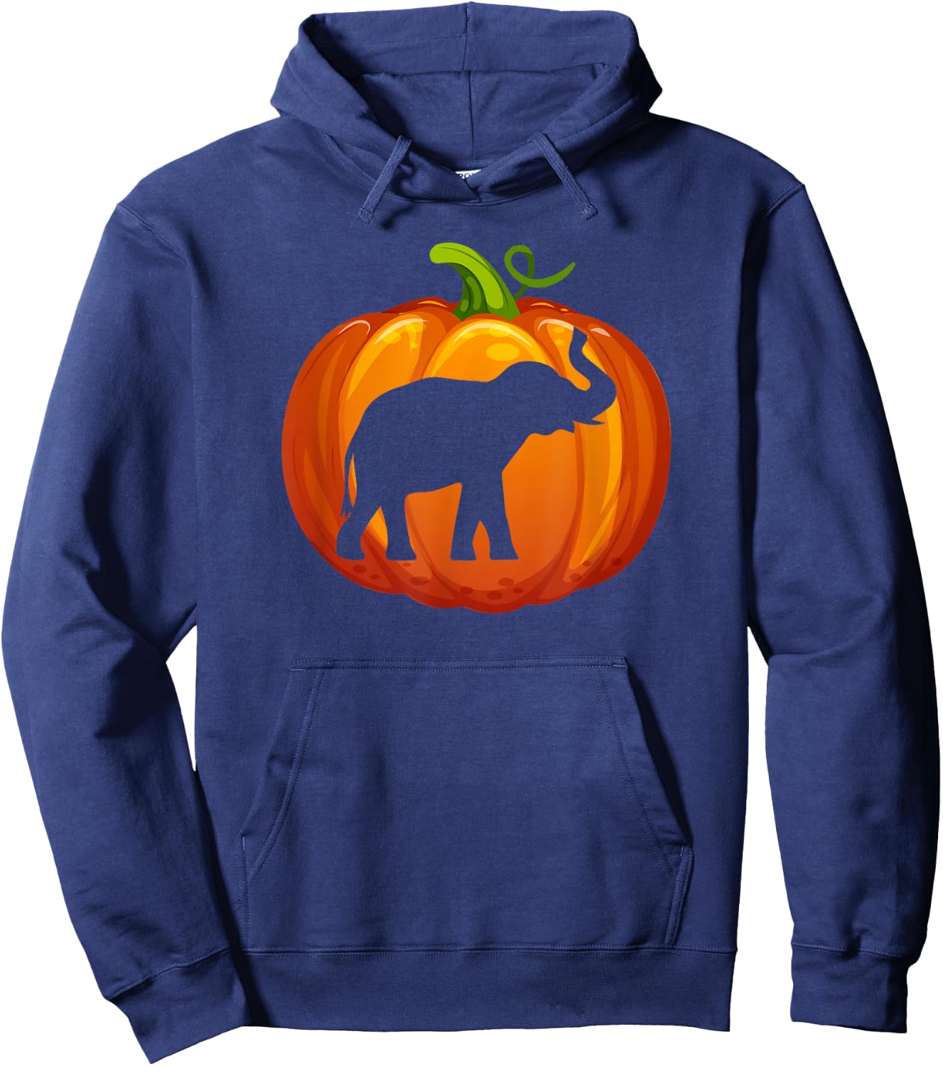 Elephant Carved In Pumpkin Love Elephants Wildlife Halloween Hoodie - Hoodie | Navy