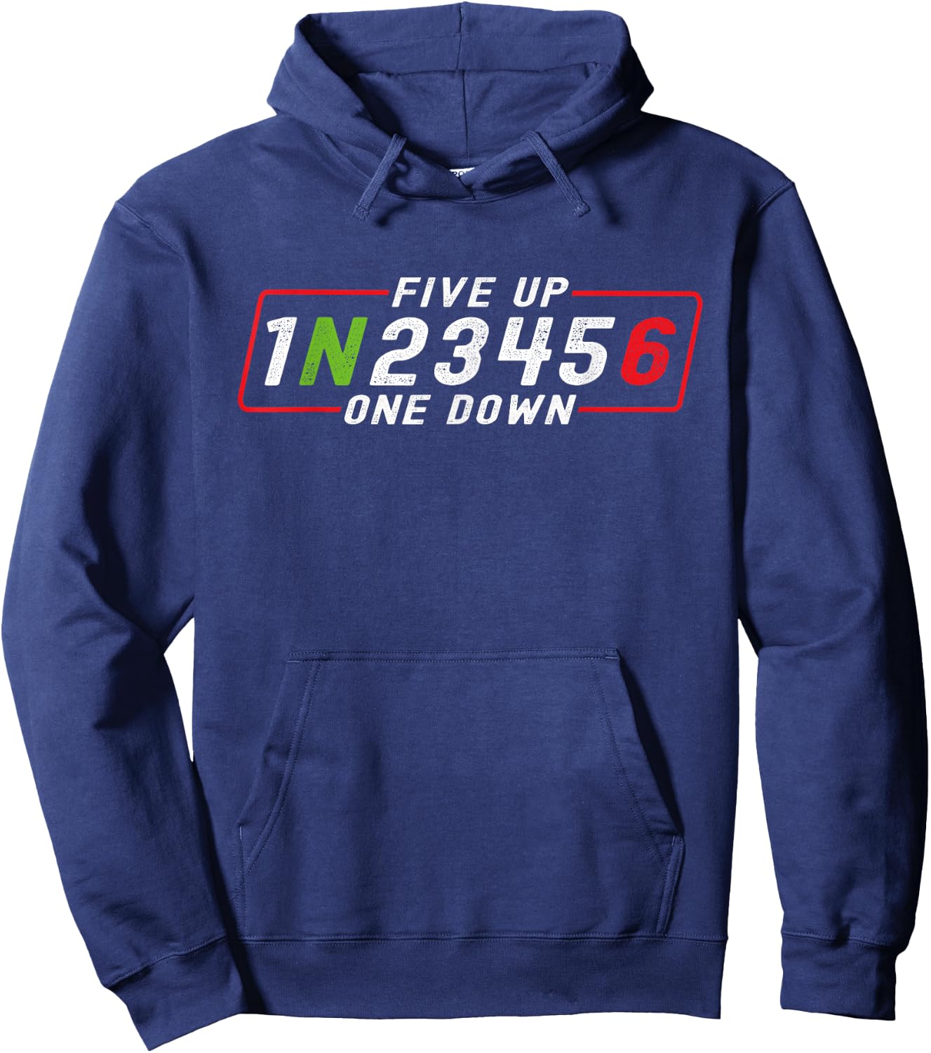 Five Up One Down Motorrad Schaltschema Biker Spruch Hoodie - Hoodie | Navy