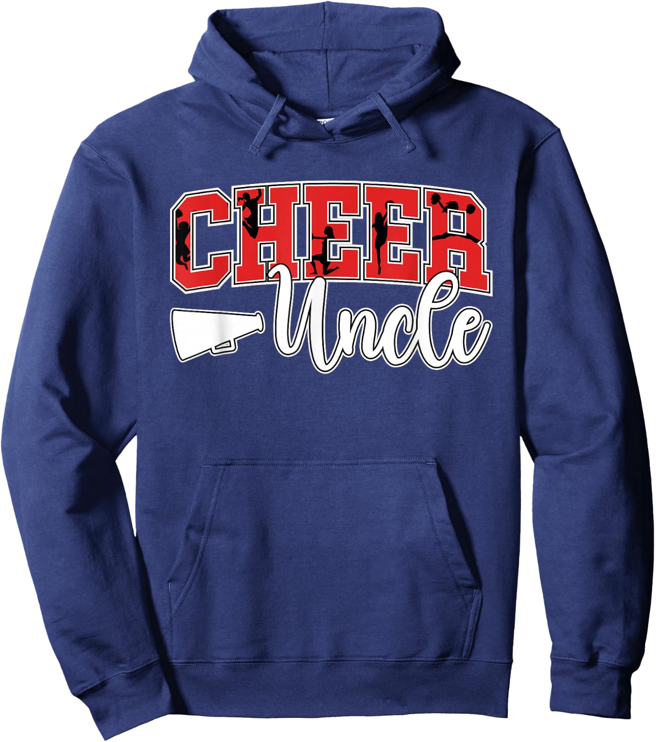 Proud Cheer Uncle On Father's Day Men's Cheerleader Uncle Black Small Hoodie - Hoodie | Navy