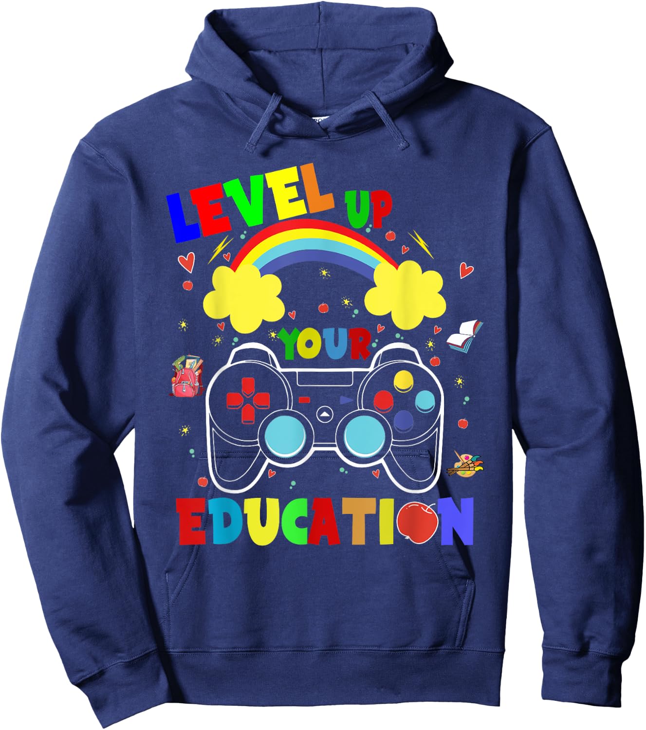 Level Up Your Education Gaming Inspired Teacher Gamers Women Kids Hoodie - Hoodie | Navy
