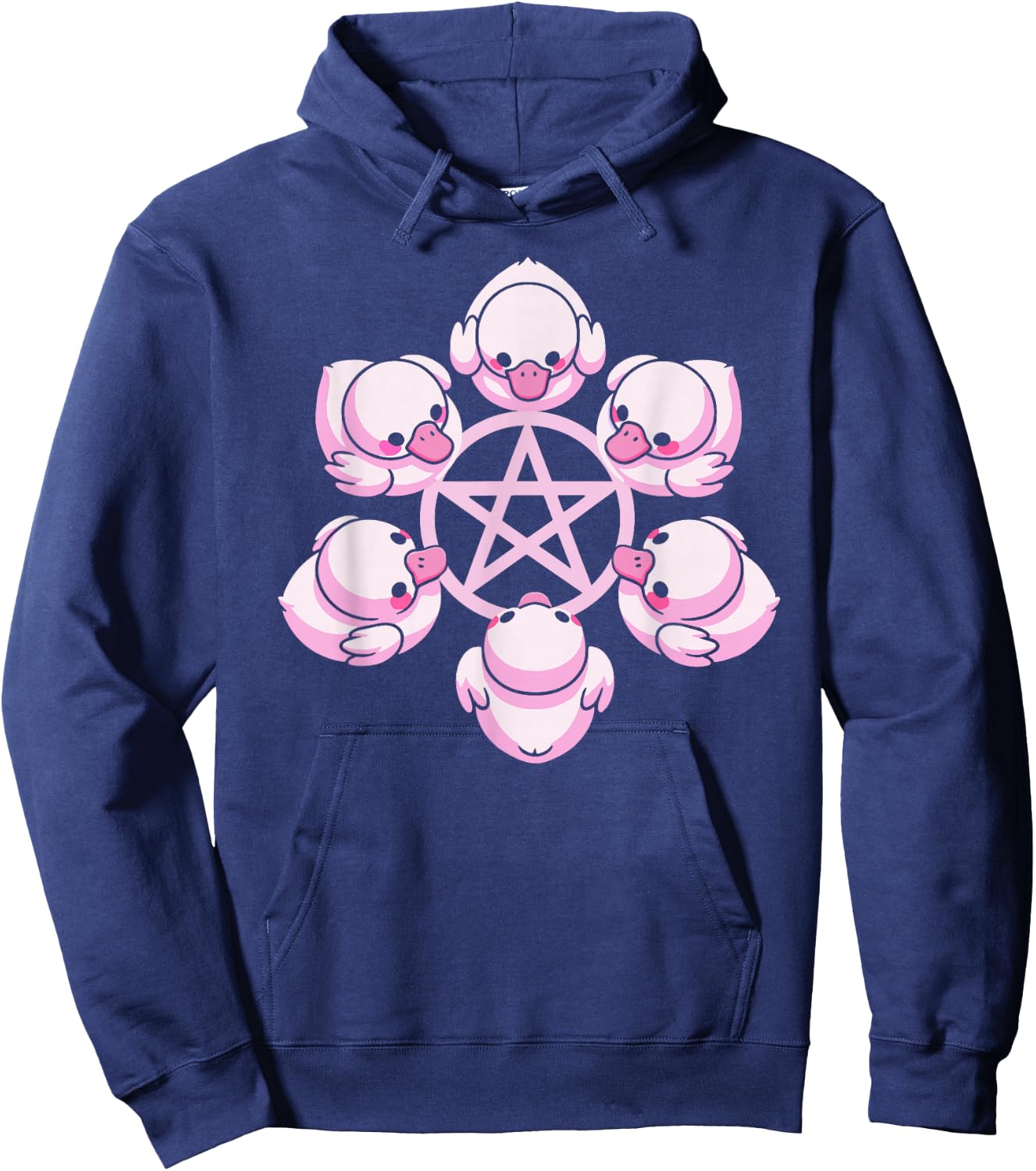 Pink Ducks Pentacle Pentagram Pastel Goth Alt Dark Humor , Small, Black Hoodie - Hoodie | Navy